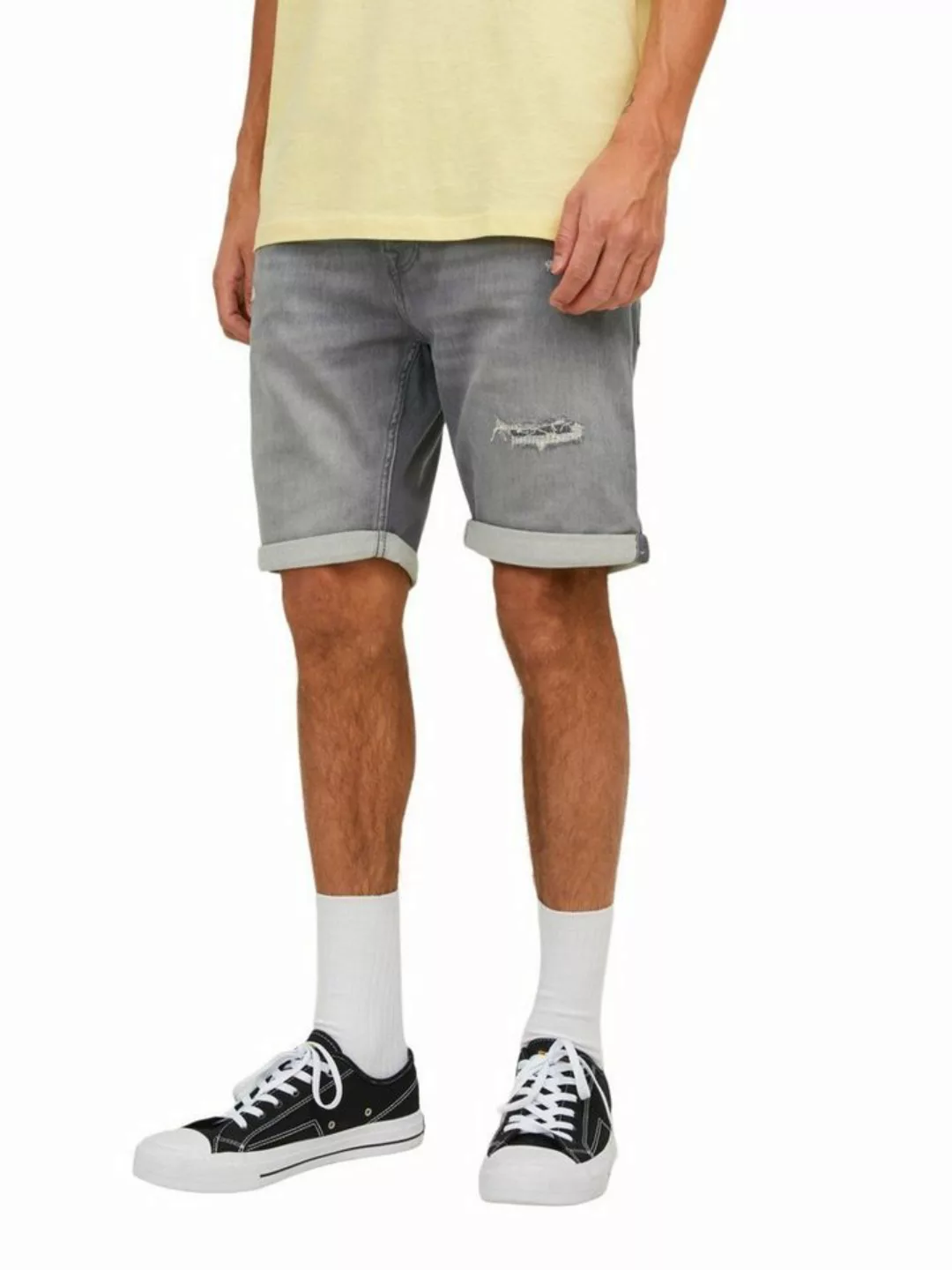 Jack & Jones Herren Jeans Short JJIRICK JJICON GE 380- Regular Fit - Grau - günstig online kaufen