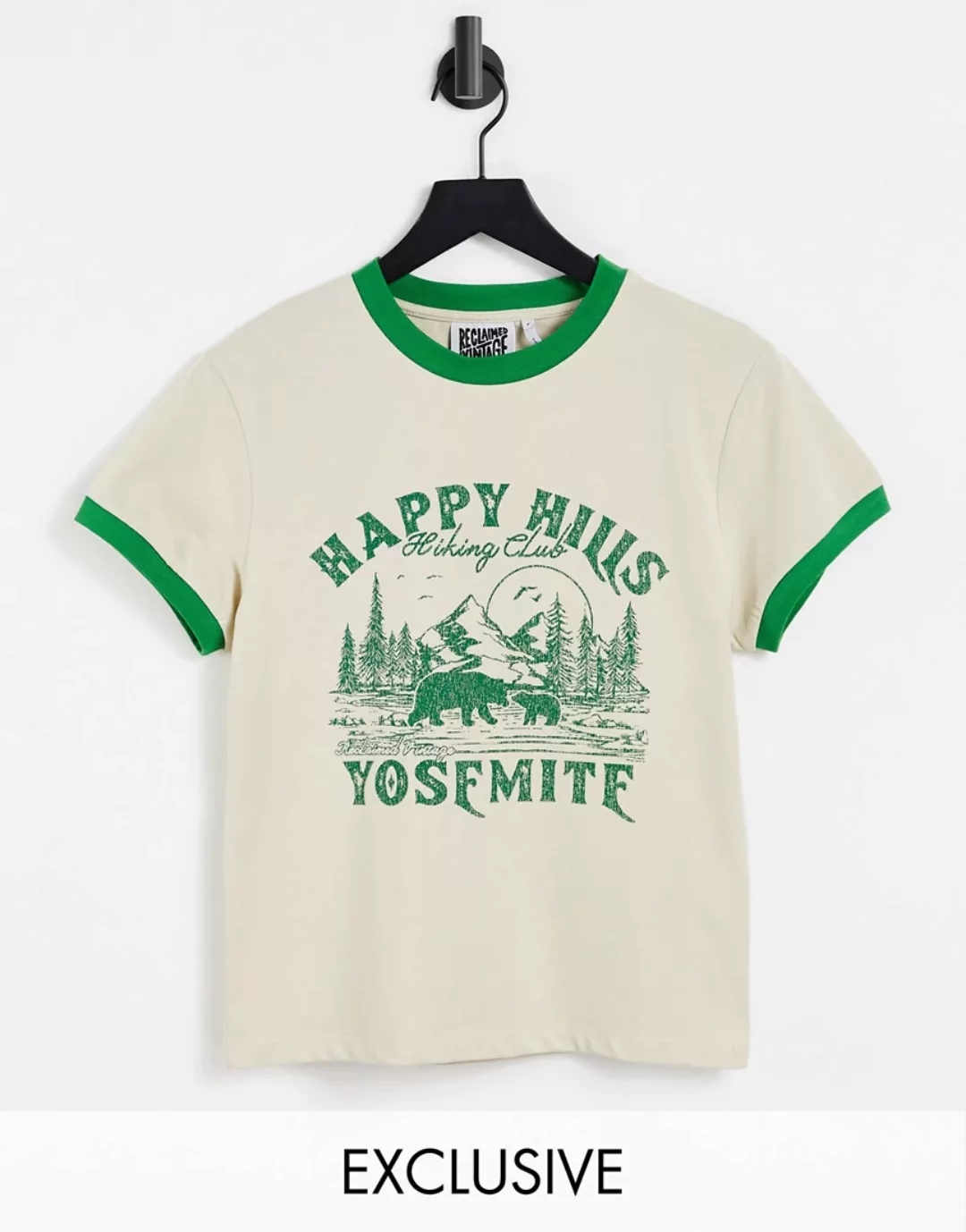 Reclaimed Vintage Inspired – Ringer-T-Shirt aus Bio-Baumwolle in Stein mit günstig online kaufen