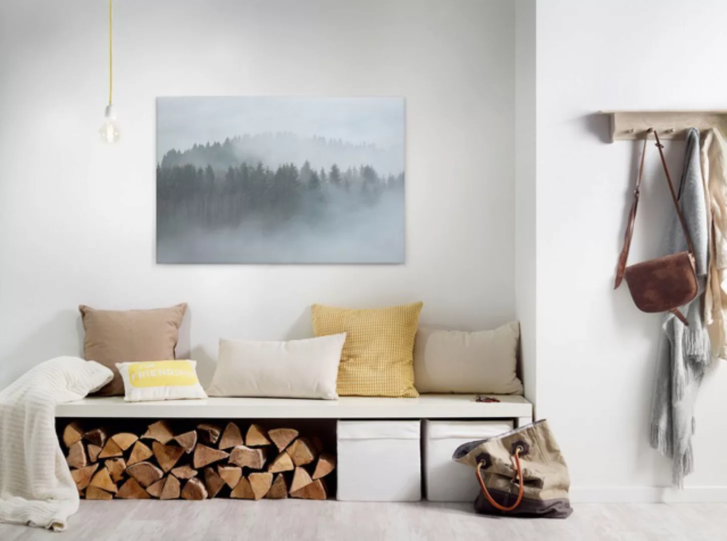 Bricoflor Bild Mit Wald Im Nebel Auf Leinwand Tannenwald Bild Ideal Für Woh günstig online kaufen