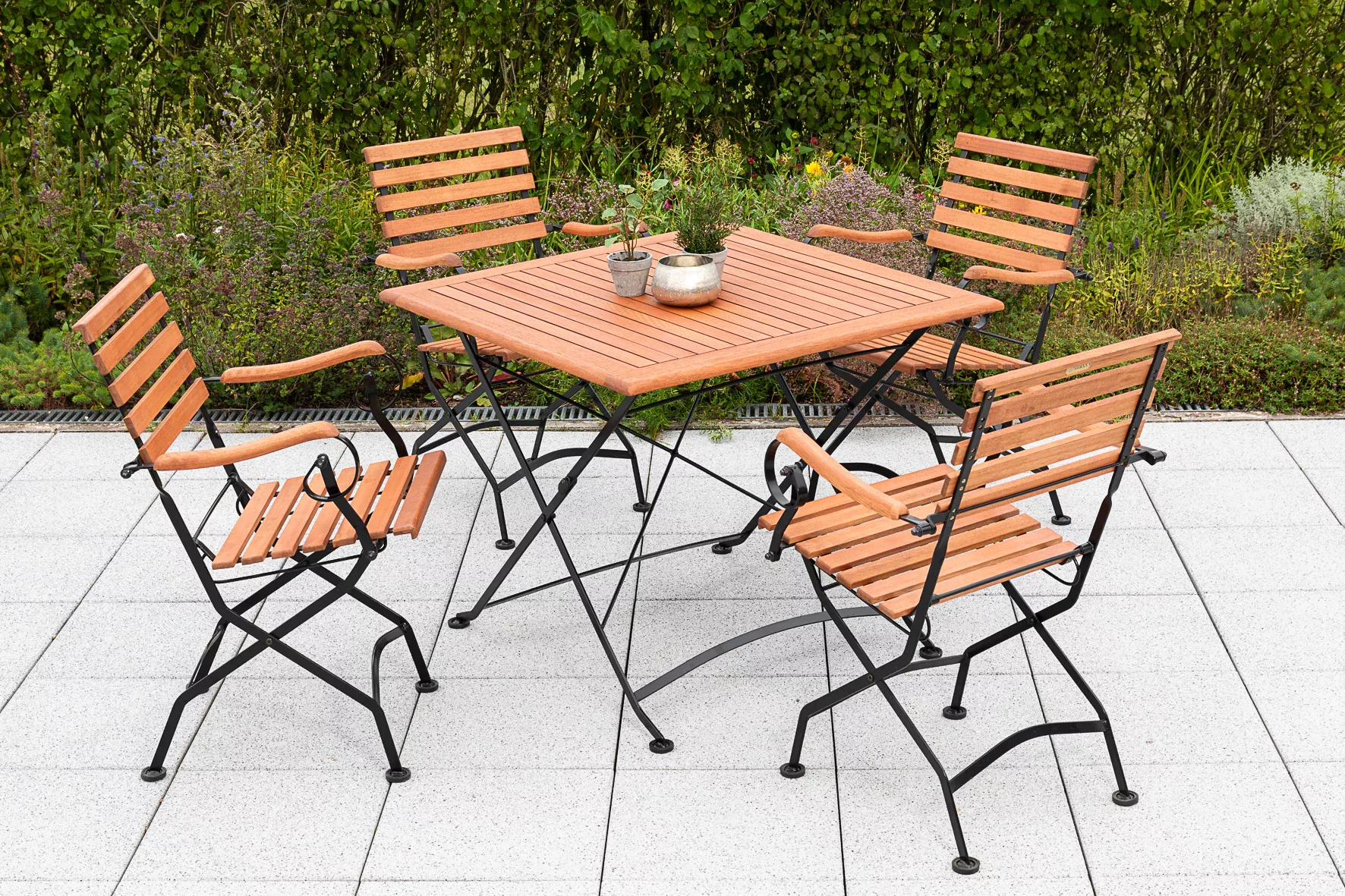 MERXX Garten-Essgruppe "Schloßgarten", (5 tlg.), 4 Klappsessel mit Tisch günstig online kaufen