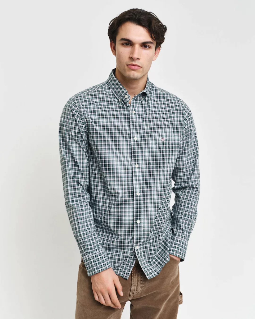 Gant Langarmhemd "REG POPLIN SMALL CHECK SHIRT", Regular Fit Popeline Hemd günstig online kaufen