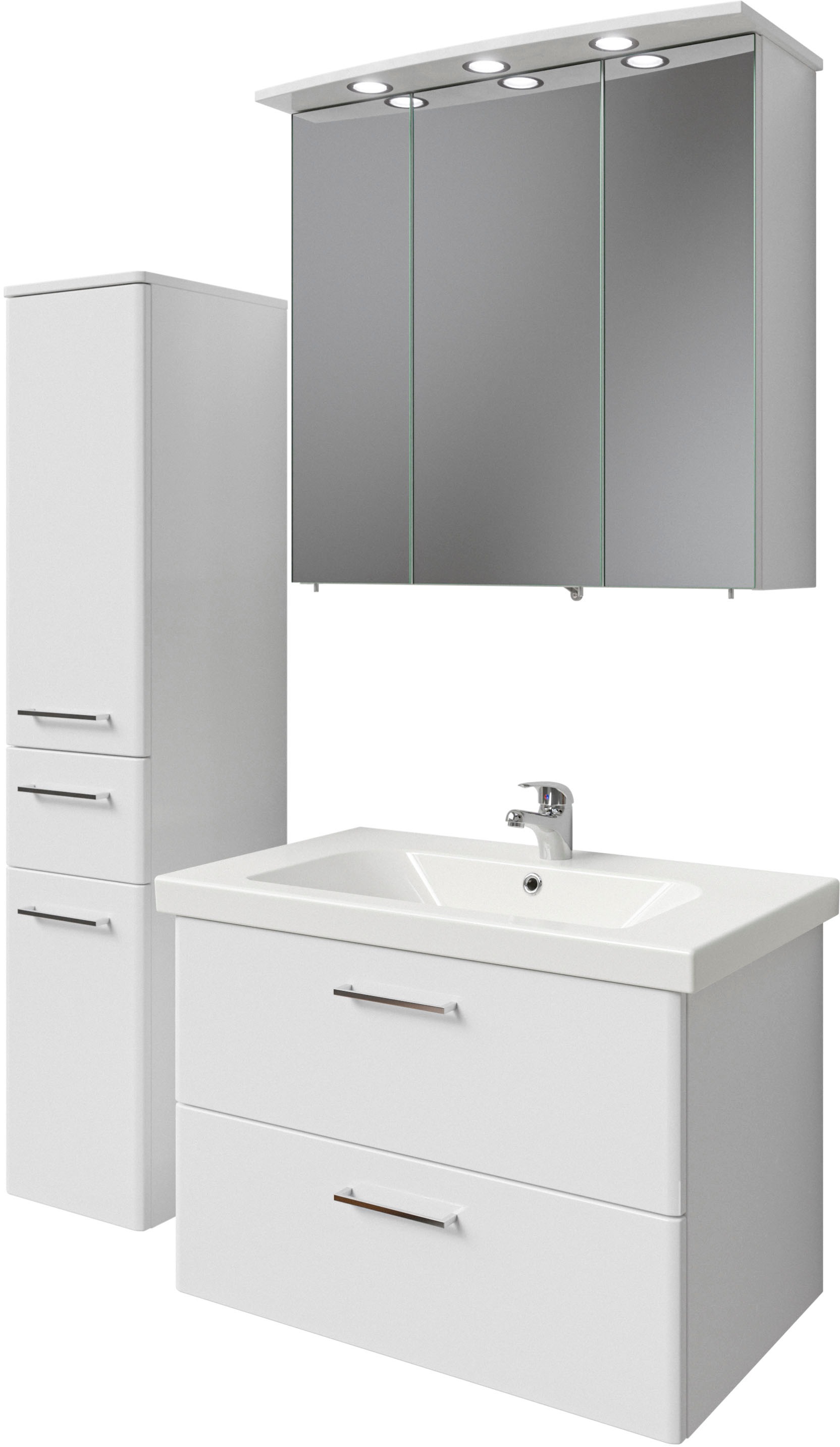 Saphir Badmöbel-Set "Quickset 316 3-teilig, Keramikwaschtisch mit LED-Spieg günstig online kaufen