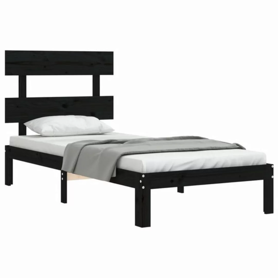 vidaXL Bett Massivholzbett mit Kopfteil Schwarz 100x200 cm günstig online kaufen