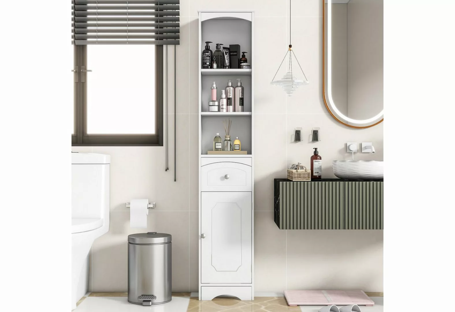 HT Hochschrank Badezimmerschrank mit Schublade, verstellbare Ablagen, 34x24 günstig online kaufen