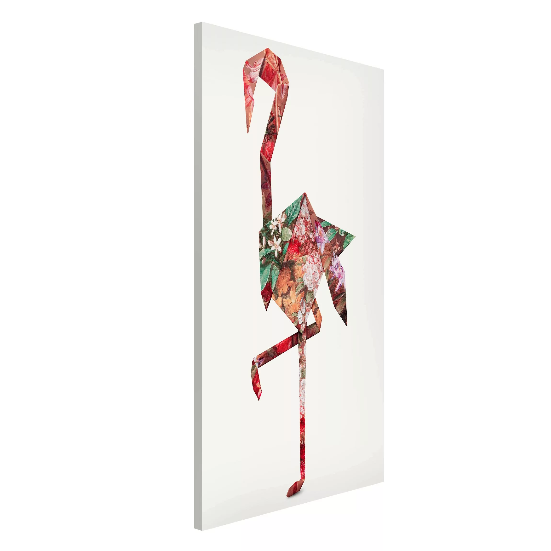 Magnettafel Blumen - Hochformat 3:4 Origami Flamingo günstig online kaufen