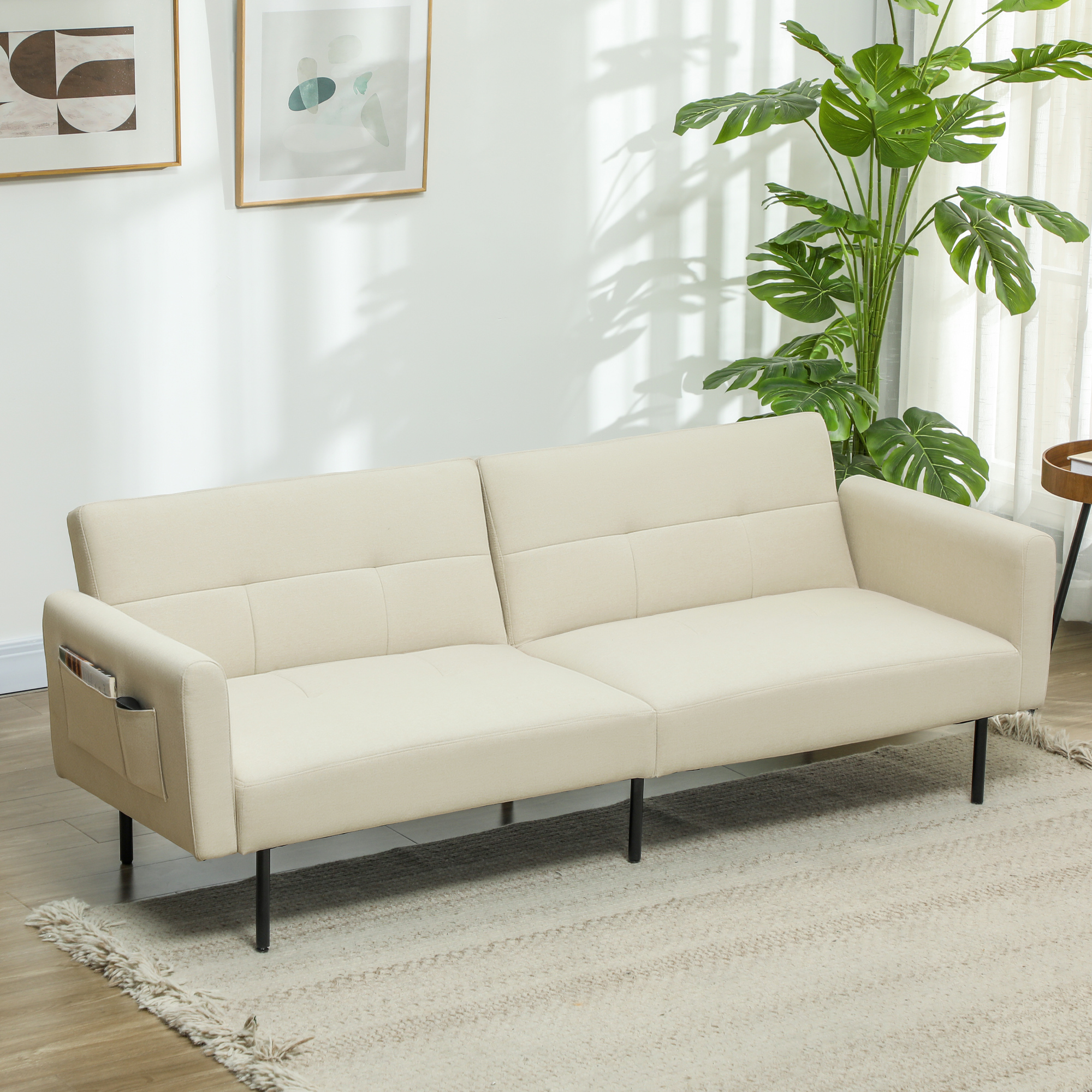 HOMCOM Schlafsofa 3-Sitzer Schlafcouch Schlafsofa mit verstellbarer Rückenl günstig online kaufen