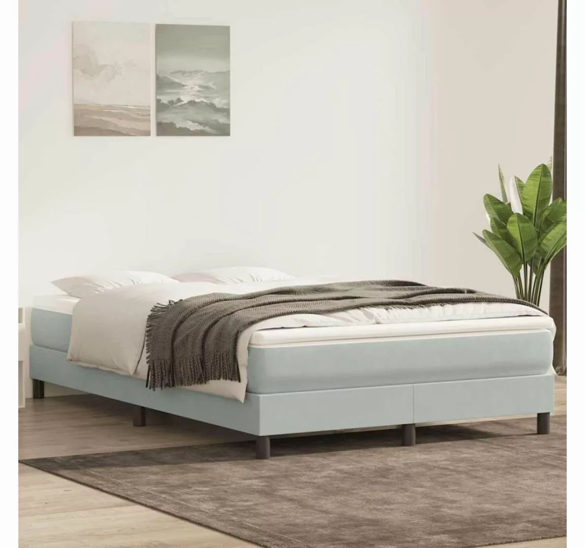 vidaXL Boxspringbett, Boxspringbett ohne Matratze Hellgrau 160x220 cm Samt günstig online kaufen