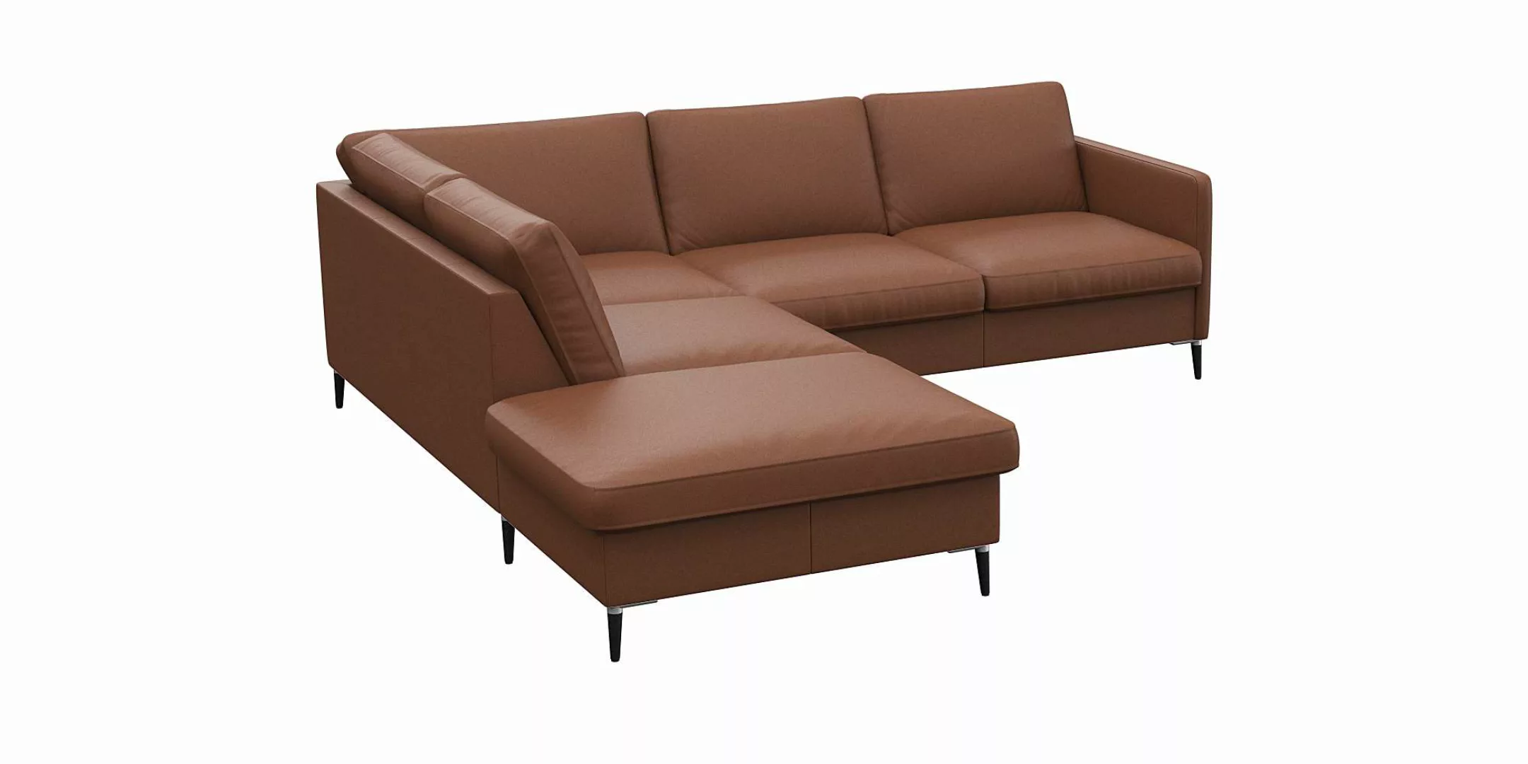 FLEXLUX Ecksofa »Fiore, L-Form«, schmale Armlehnen, Füße Alu/schwarz, B/T 2 günstig online kaufen