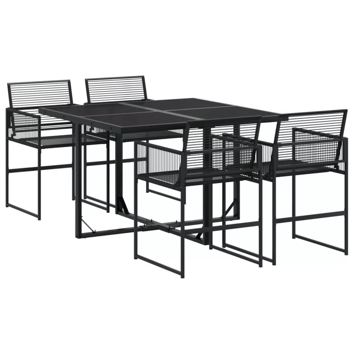 vidaXL 5-tlg Garten-Essgruppe Schwarz Poly Rattan Modell 25 günstig online kaufen