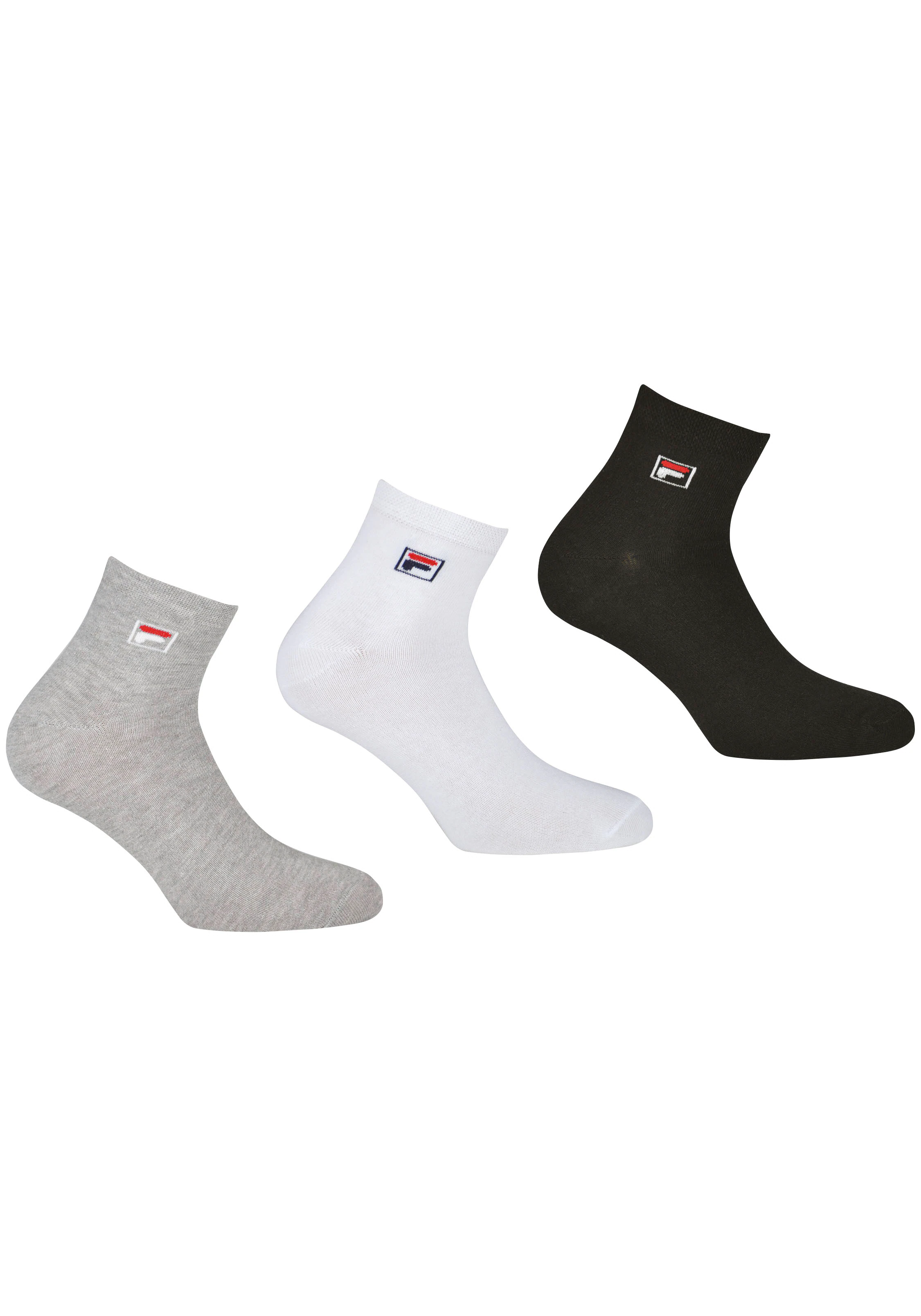 Fila Kurzsocken "UNISEX QUARTER PLAIN SOCKS", (3 Paar), mit eingestrickem L günstig online kaufen