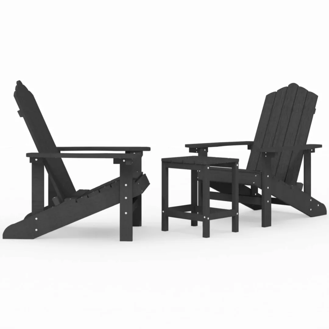 Vidaxl Adirondack-gartenstühle Mit Tisch Hdpe Anthrazit günstig online kaufen