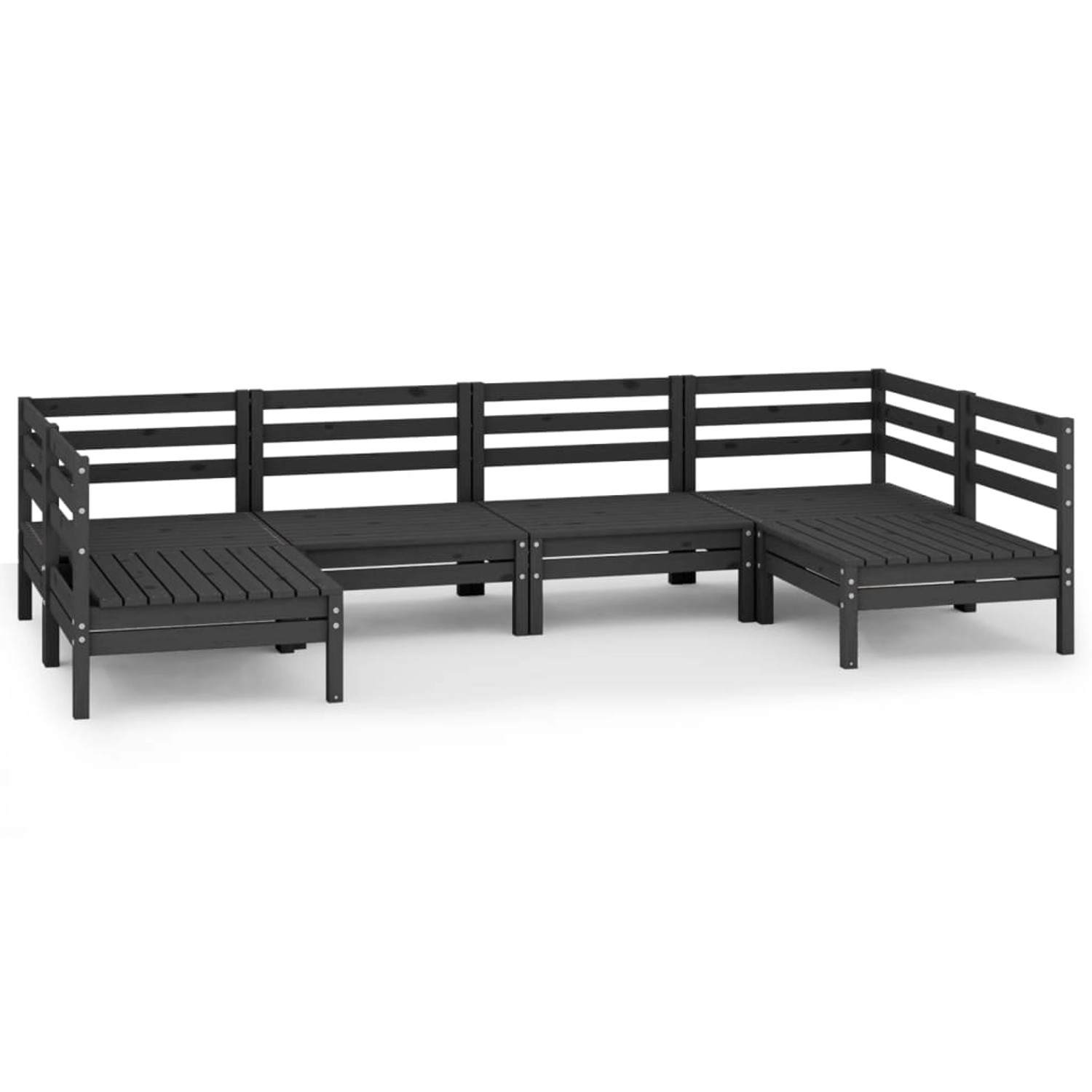 6-tlg. Garten-lounge-set Schwarz Massivholz Kiefer günstig online kaufen