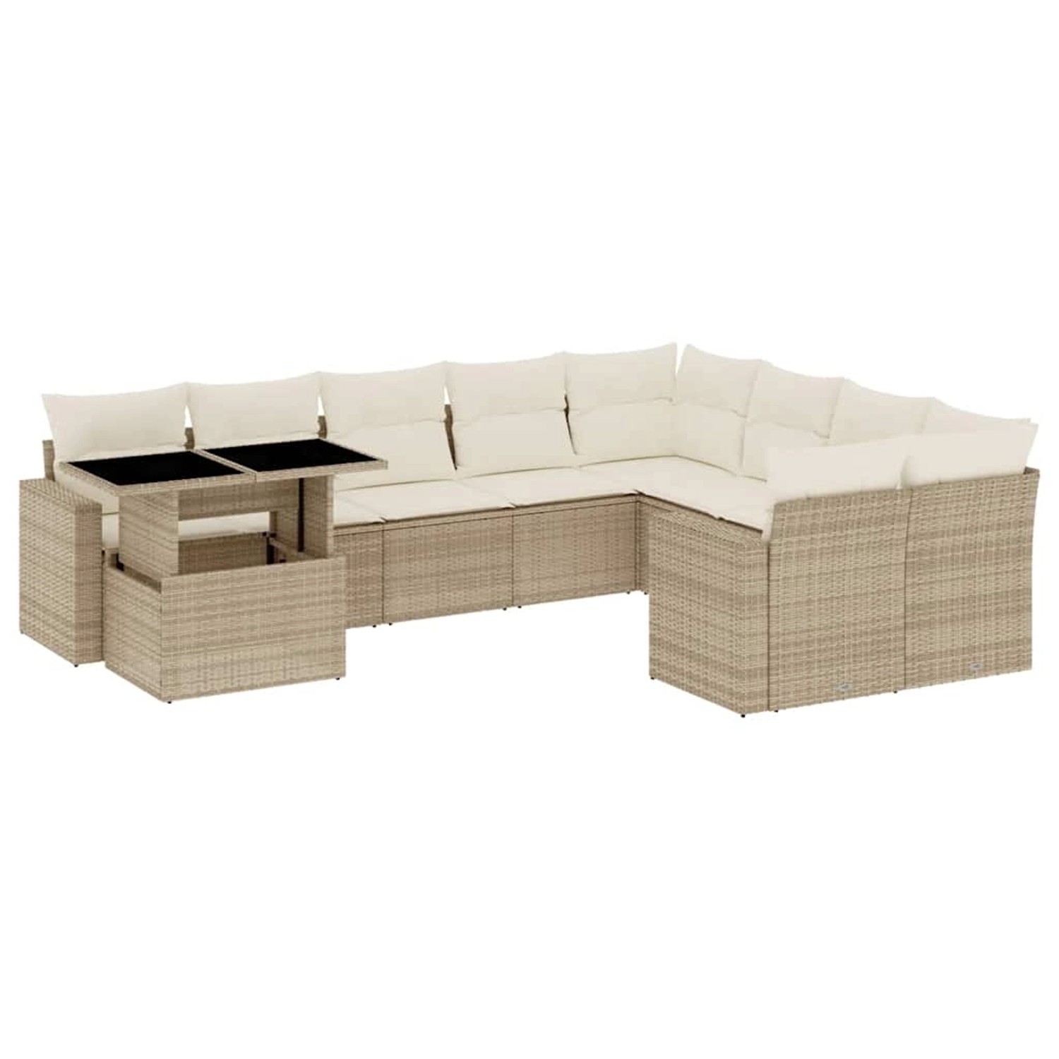 vidaXL 10-Tlg Garten-Sofagarnitur mit Kissen Beige Poly Rattan 3267508 günstig online kaufen