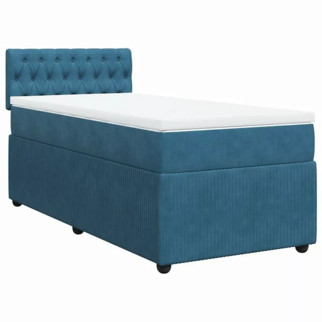 vidaXL Bett Boxspringbett mit Matratze Blau 90x200 cm Samt günstig online kaufen