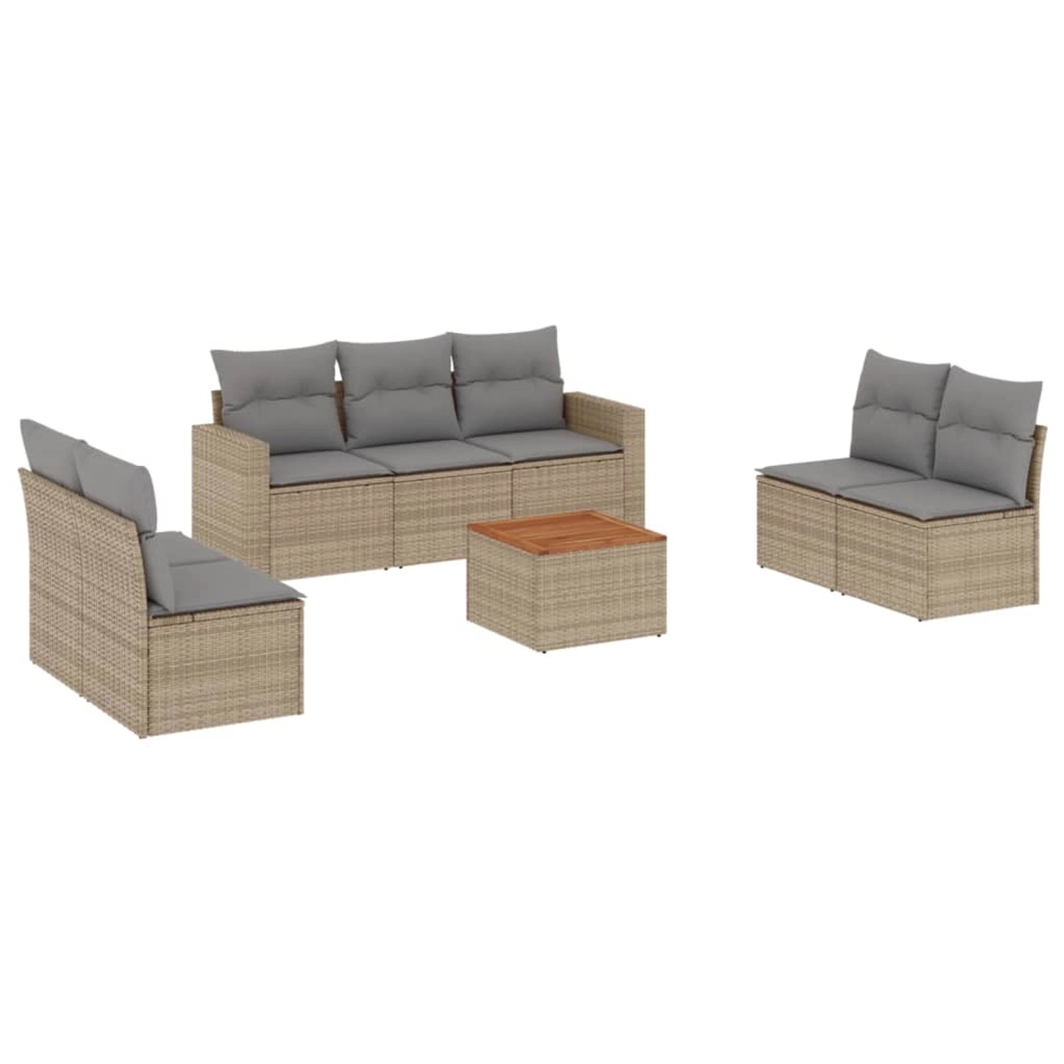 vidaXL 8-Tlg Garten-Sofagarnitur mit Kissen Beige Poly Rattan 3224078 günstig online kaufen