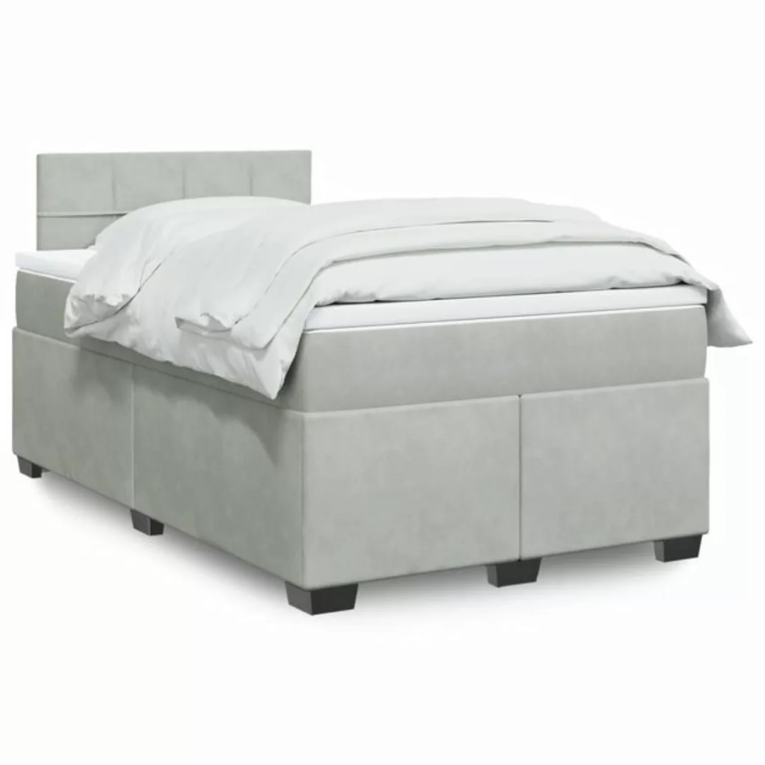 vidaXL Boxspringbett, Boxspringbett mit Matratze Hellgrau 120x190 cm Samt günstig online kaufen