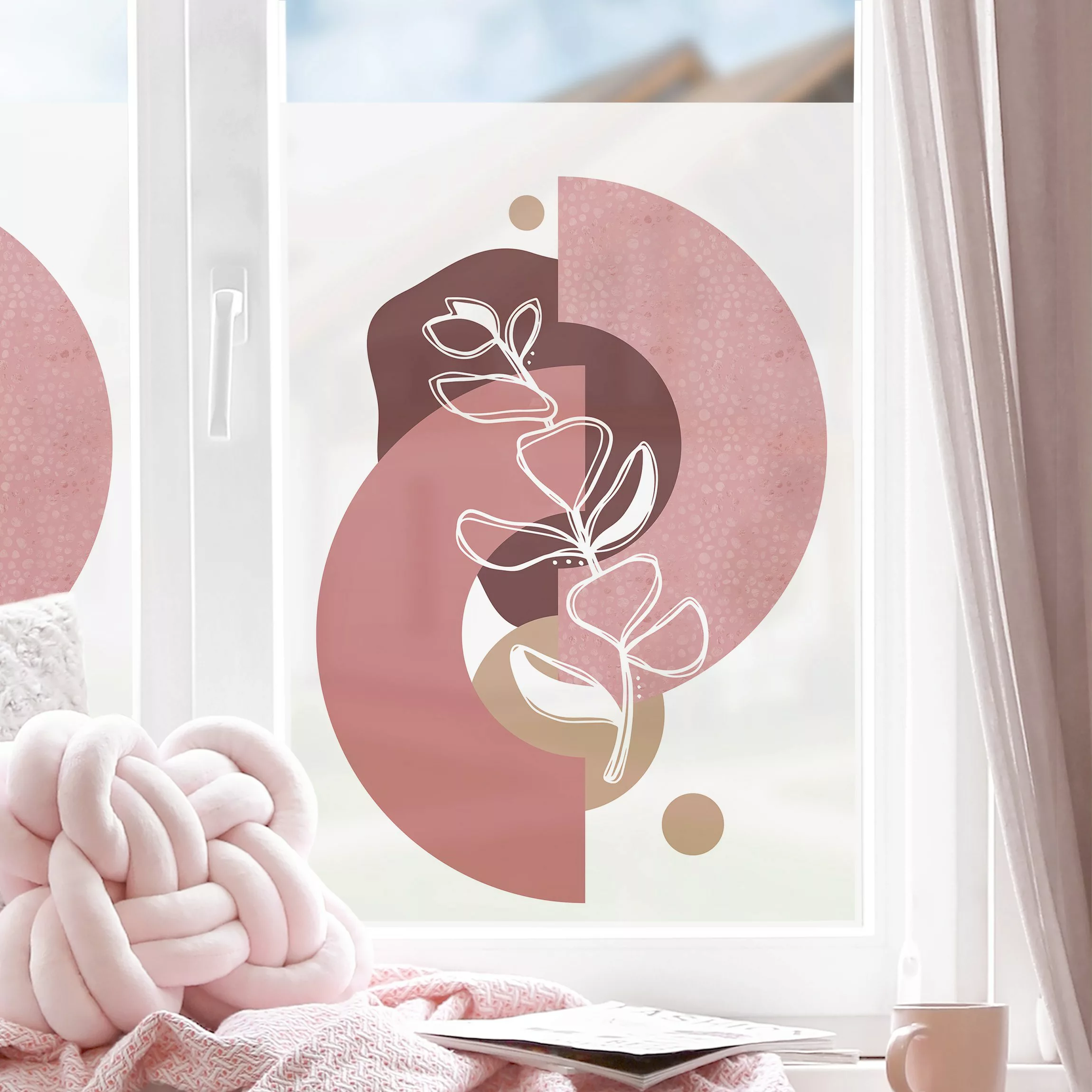 Fensterfolie Geometrische Formen - Blätter Pink günstig online kaufen