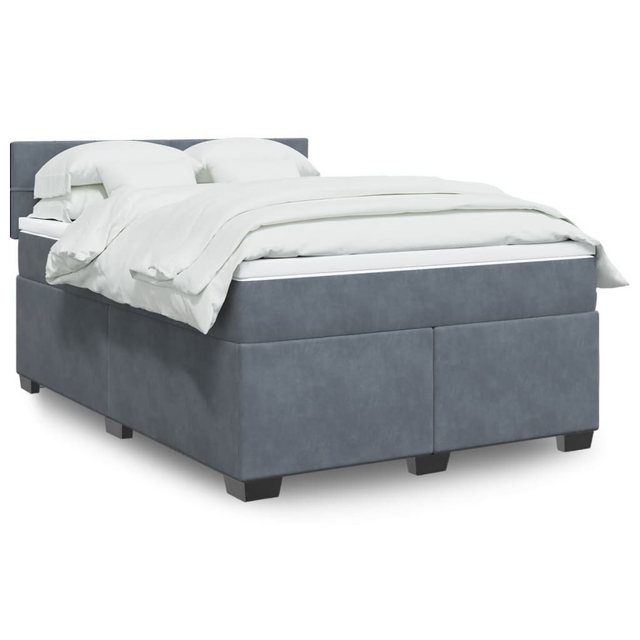 vidaXL Boxspringbett mit Matratze Dunkelgrau 140x190 cm Samt2099145 günstig online kaufen