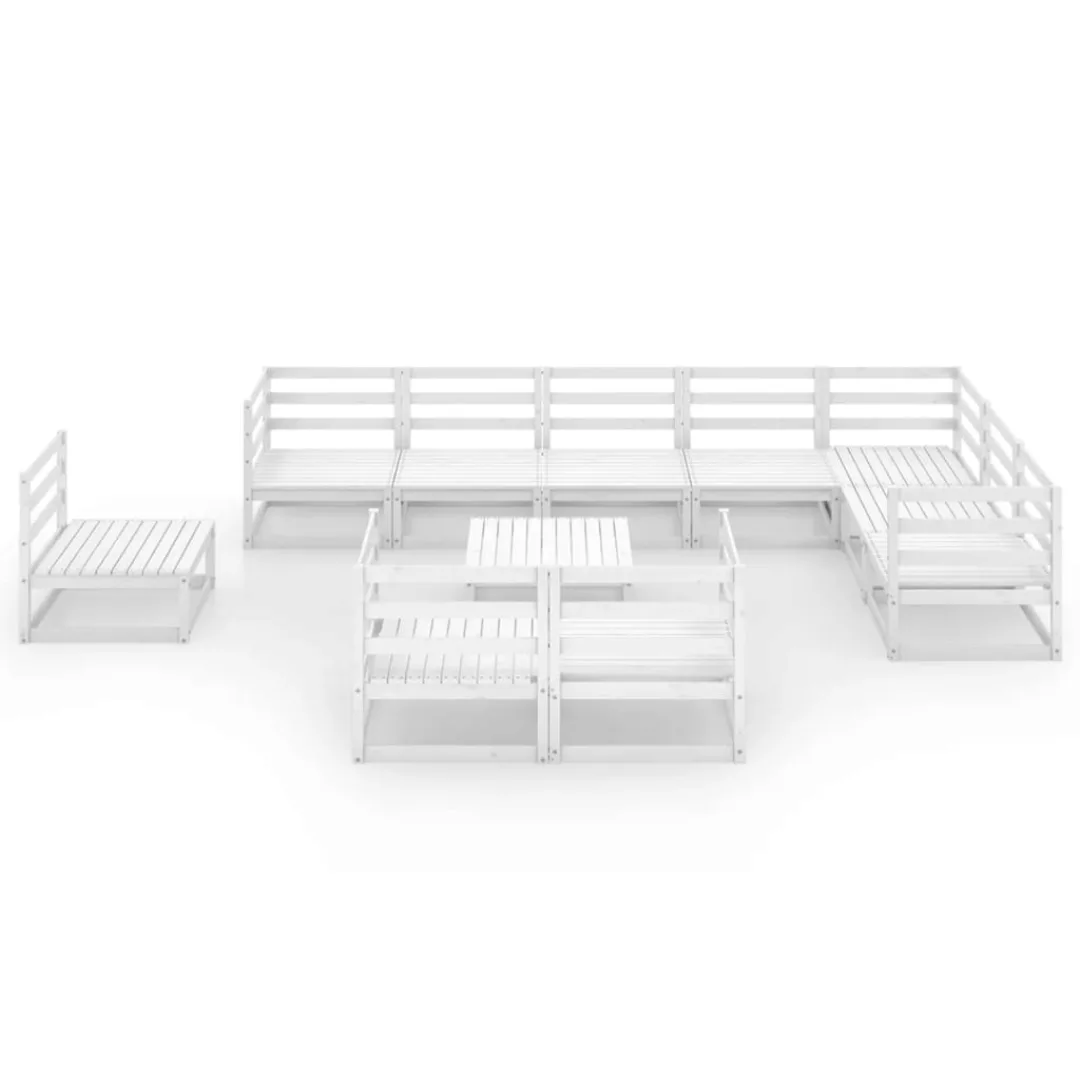 11-tlg. Garten-lounge-set Weiß Kiefer Massivholz günstig online kaufen