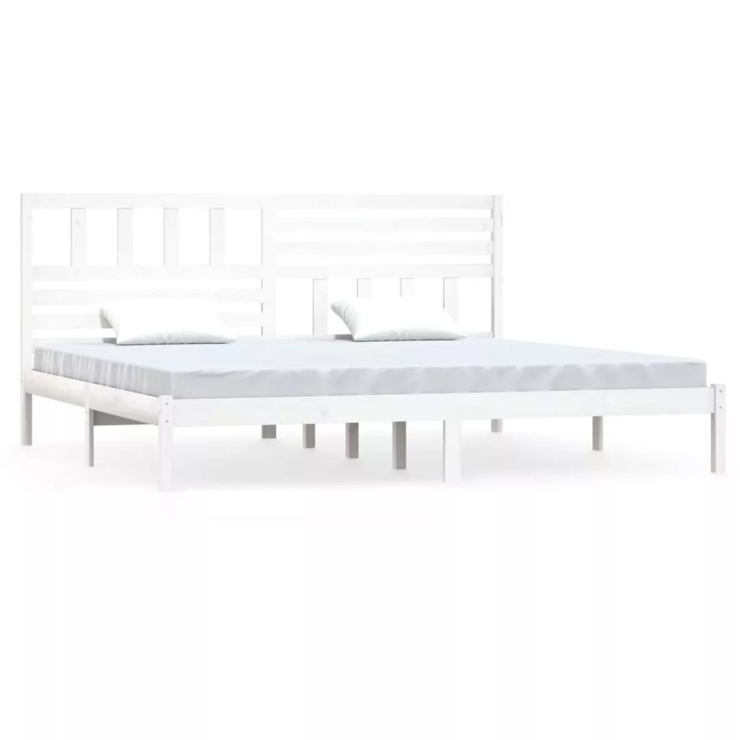 vidaXL Bettgestell Massivholzbett Weiß Kiefer 200x200 cm Doppelbett Bett Be günstig online kaufen