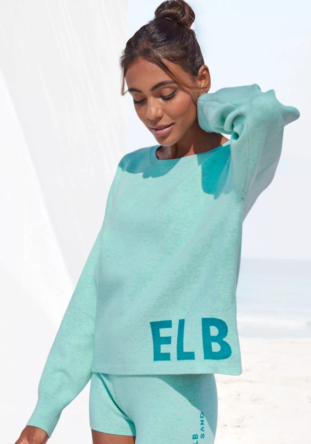 Elbsand Strickpullover -Loungesweatshirt mit eingestricktem Logo günstig online kaufen