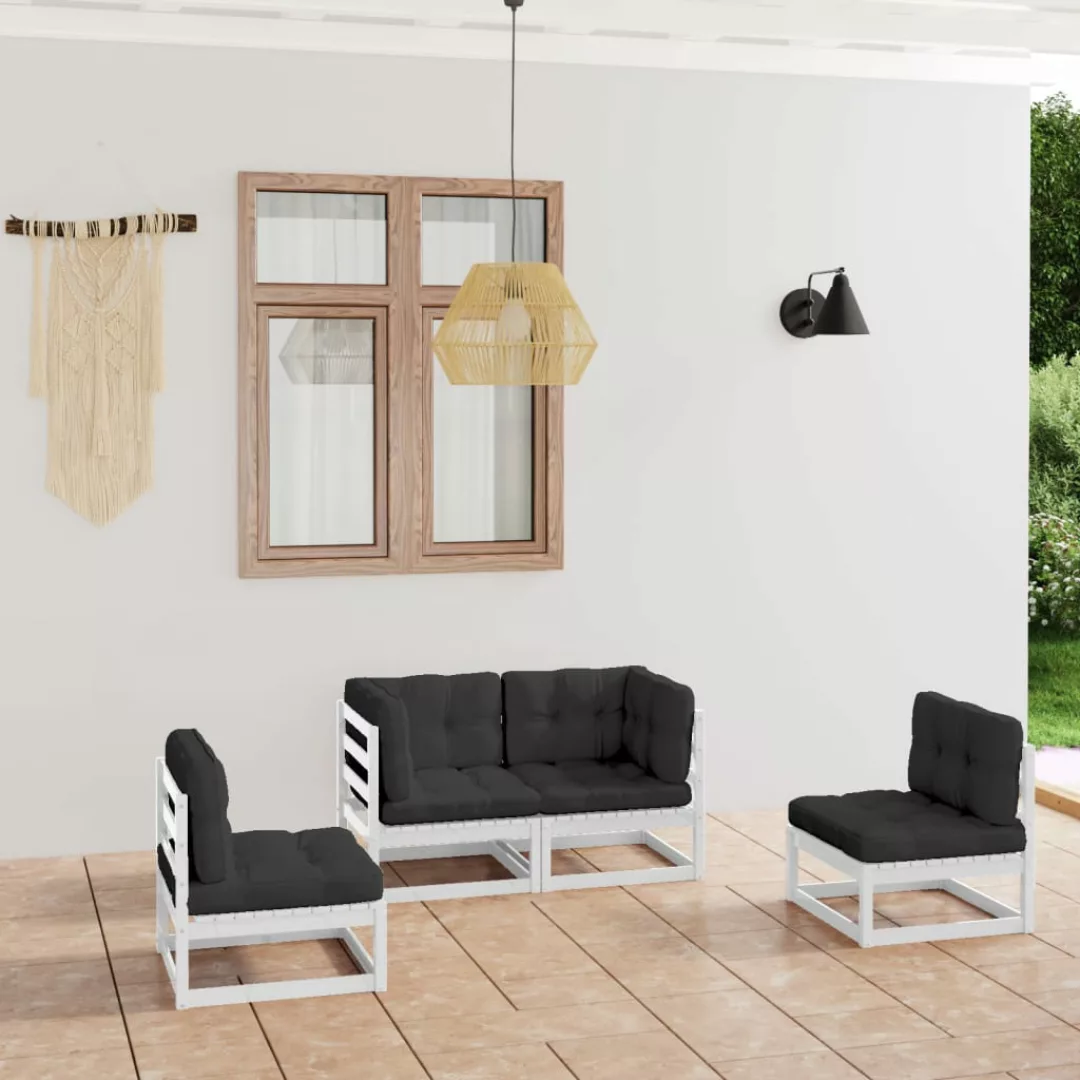 4-tlg. Garten-lounge-set Mit Kissen Kiefer Massivholz günstig online kaufen