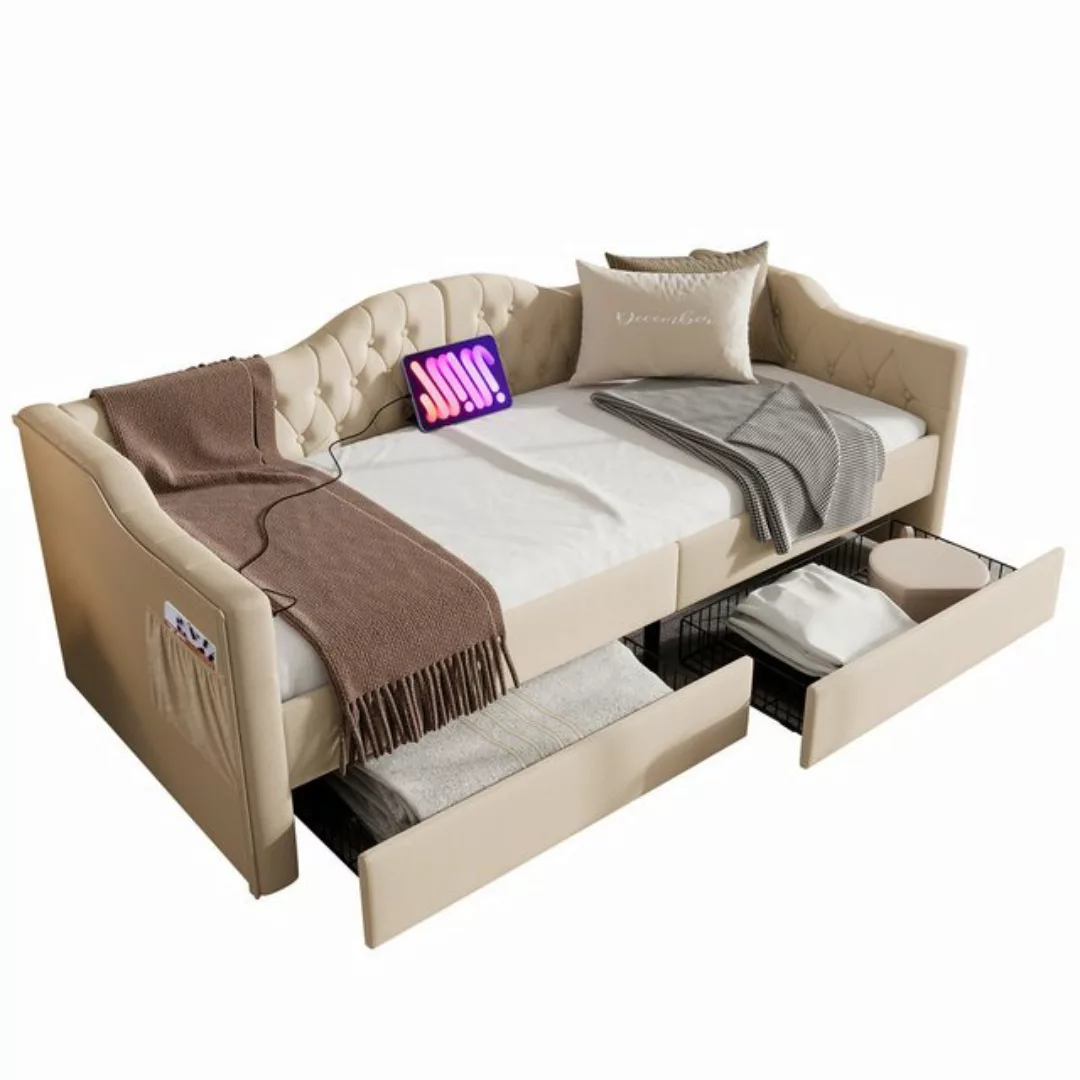 BlingBin Einzelbett Polsterbett Stauraumbett Tagesbett 90×190/200cm (1-tlg. günstig online kaufen