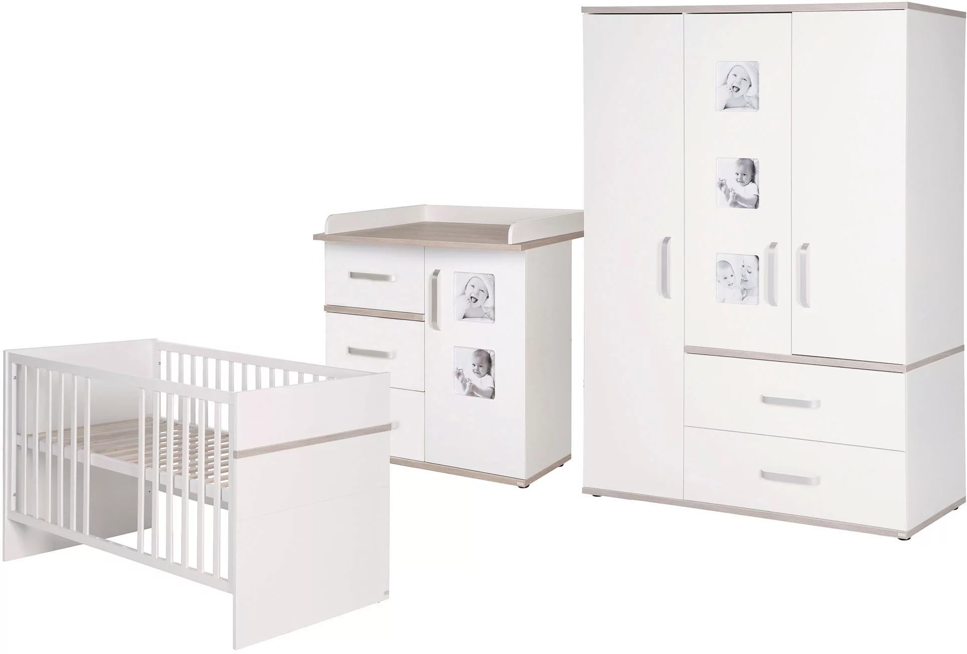 roba® Babyzimmer-Komplettset »Moritz«, (Set, 3 tlg., Kinderbett, Wickelkomm günstig online kaufen