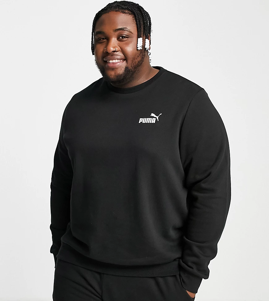 Puma PLUS – Essentials – Sweatshirt in Schwarz mit kleinem Logo günstig online kaufen