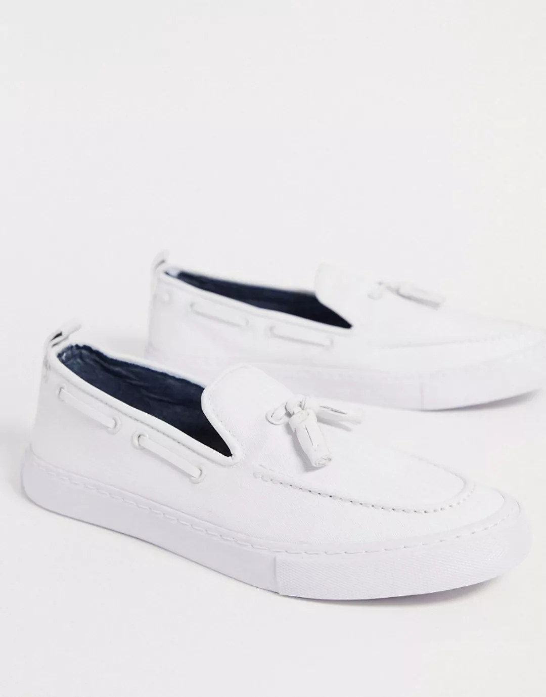 ASOS DESIGN – Weiße Sneaker zum Hineinschlüpfen mit Quastendetail günstig online kaufen