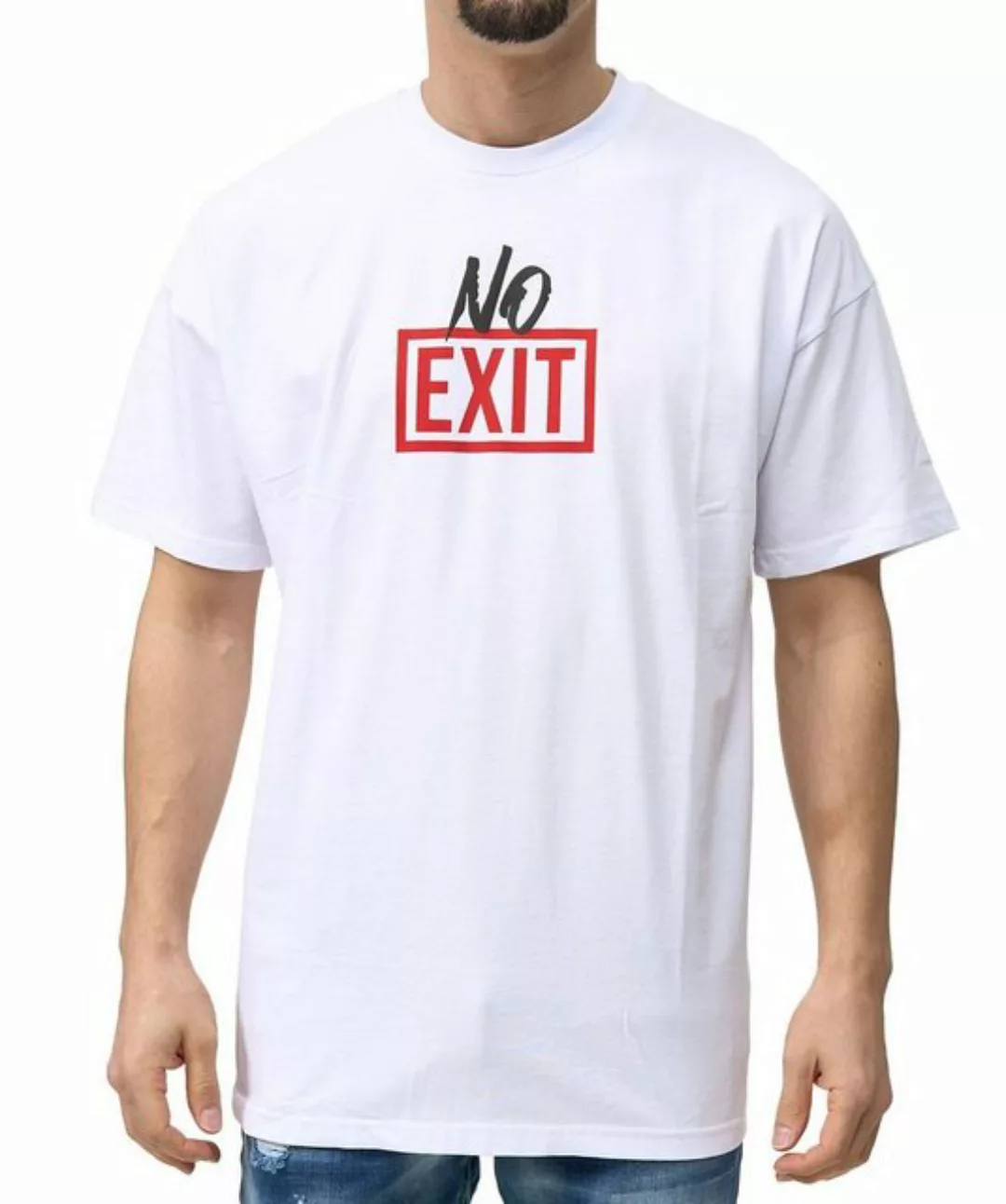 Denim House T-Shirt Oversize Herren Sommer T-Shirt mit lässigen Druck Weiß günstig online kaufen