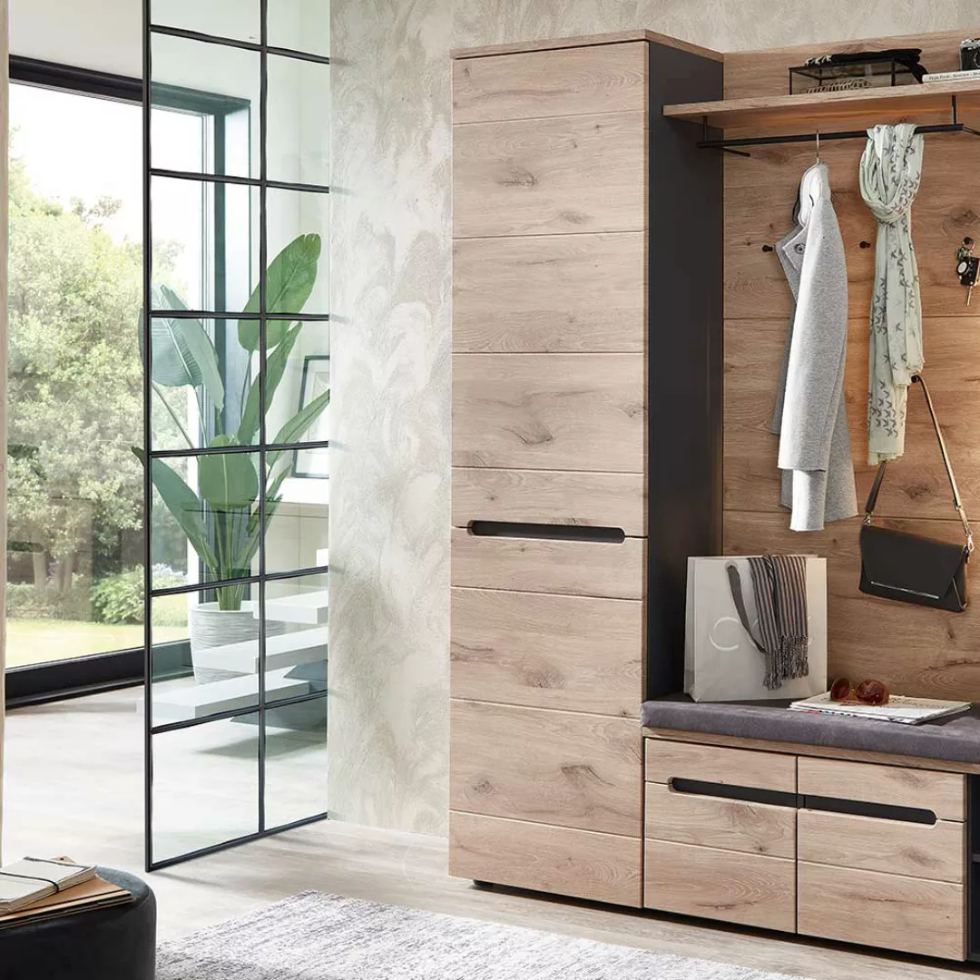 Flurschrank Garderobe in modernem Design 200 cm hoch - 55 cm breit günstig online kaufen