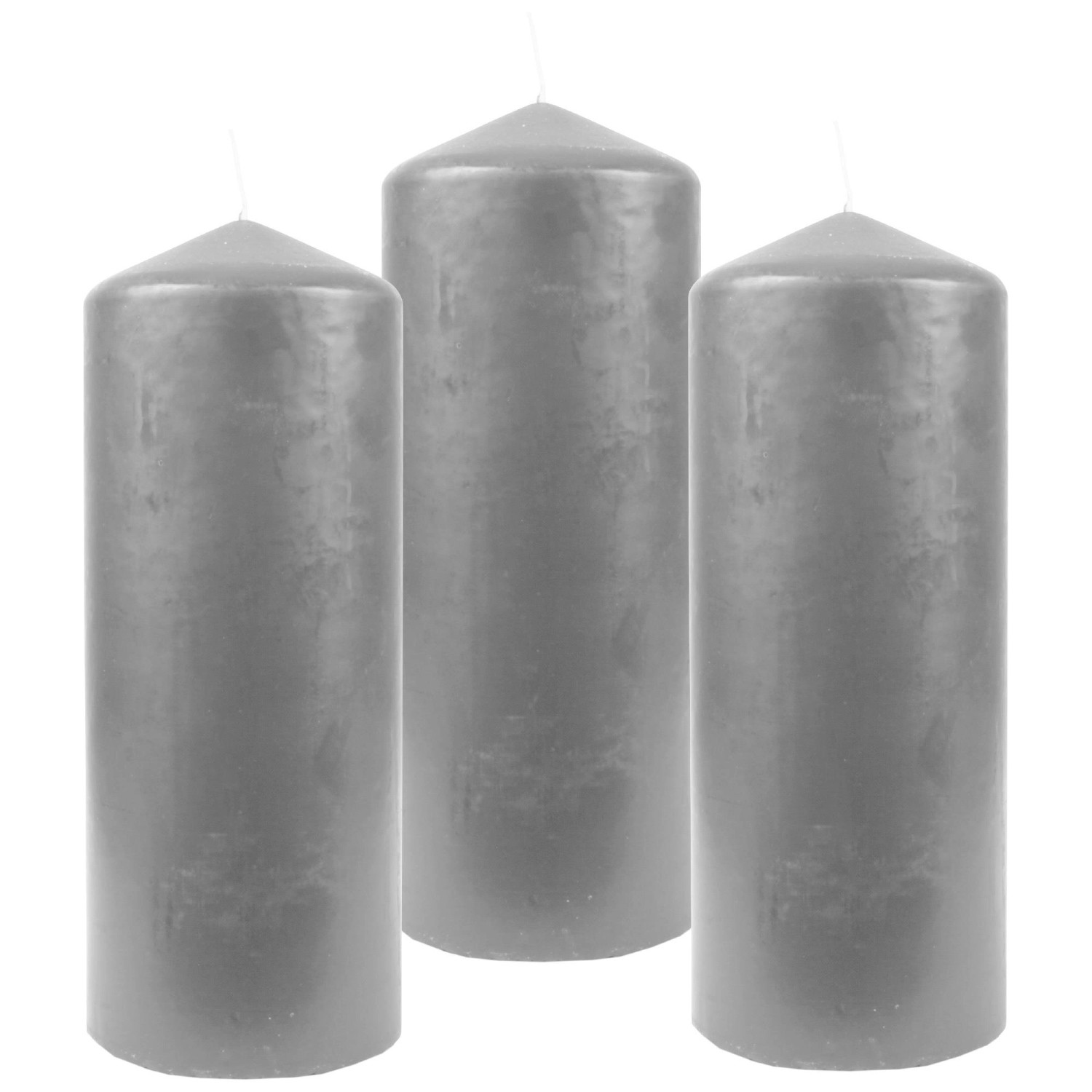 HS Candle Stumpenkerzen Ø6cm 3er Pack Grau günstig online kaufen