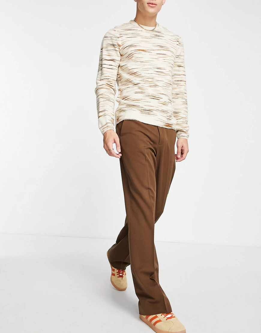 ASOS DESIGN – Elegante Hose in Schokoladenbraun mit weitem Bein günstig online kaufen