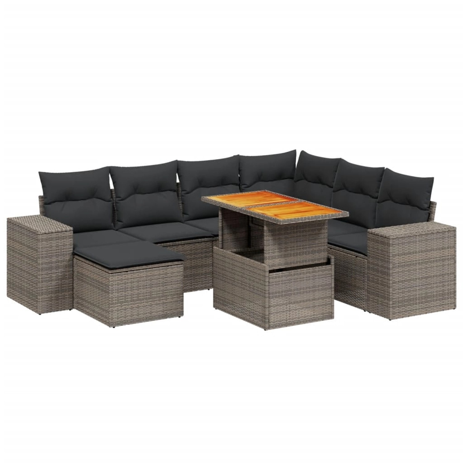 vidaXL 8-Tlg Garten-Sofagarnitur mit Kissen Grau Poly Rattan 3272754 günstig online kaufen