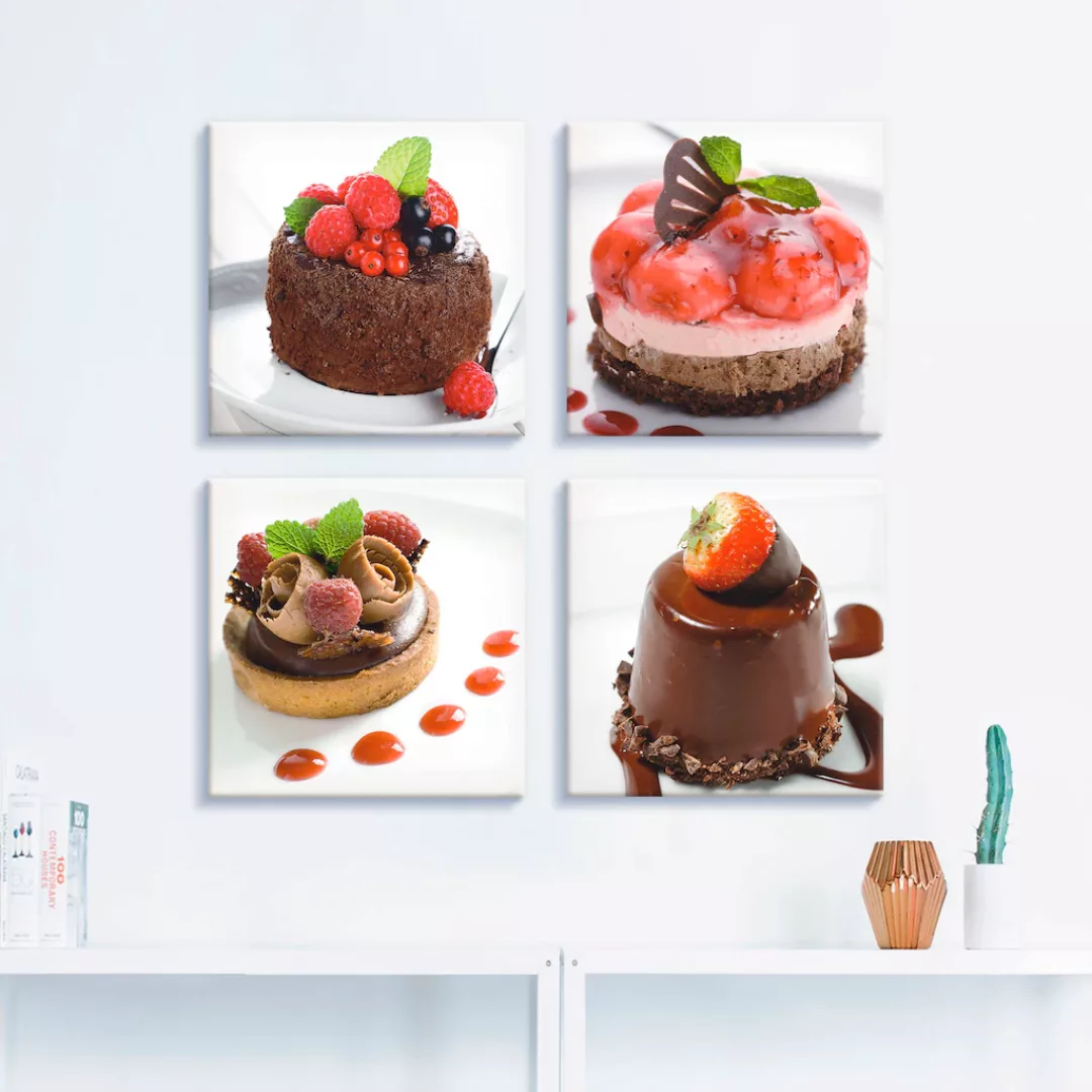 Artland Leinwandbild "Kuchen & Desserts", Süßspeisen, (4 St.), 4er Set, ver günstig online kaufen