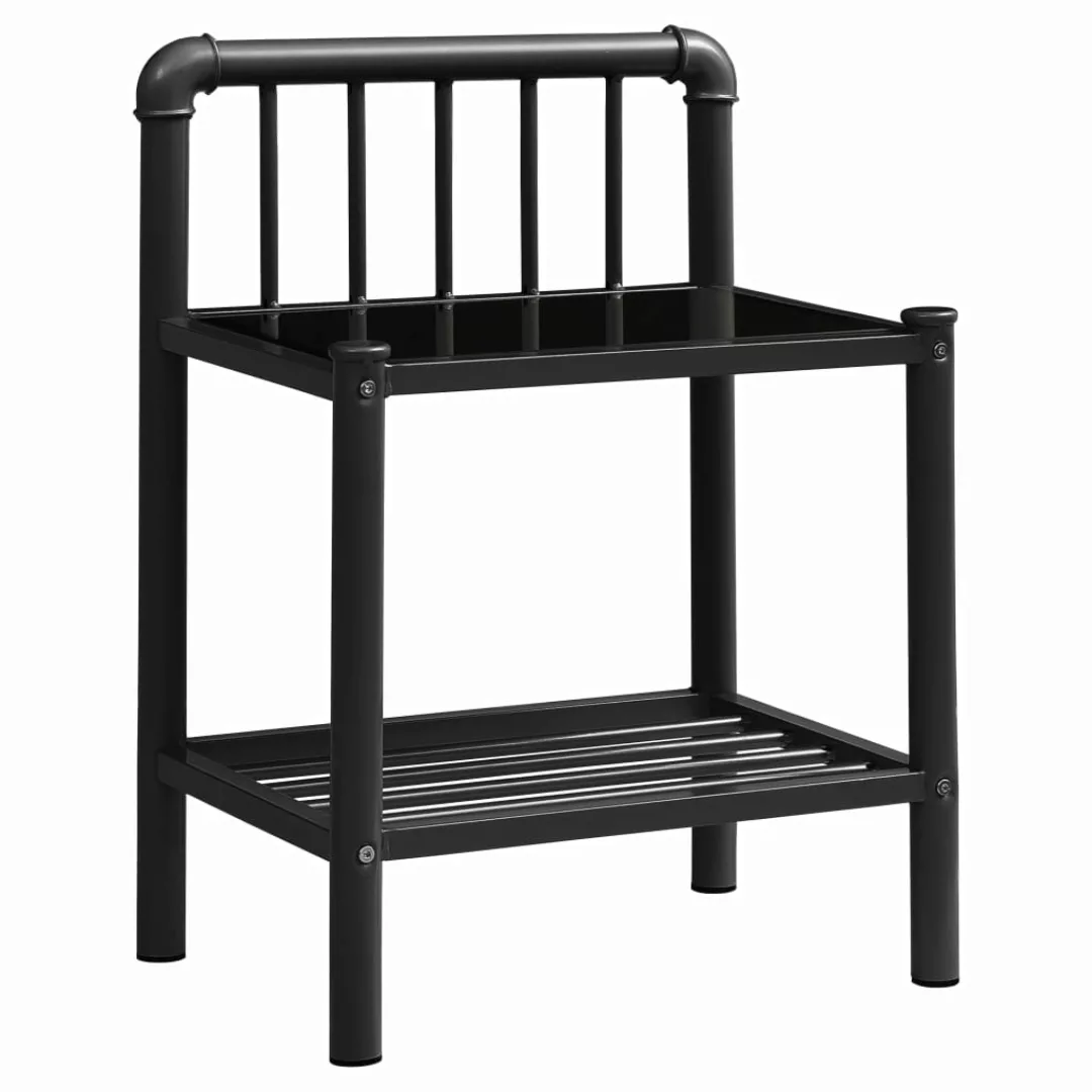 Nachttisch Schwarz 45x34,5x62,5 Cm Metall Und Glas günstig online kaufen