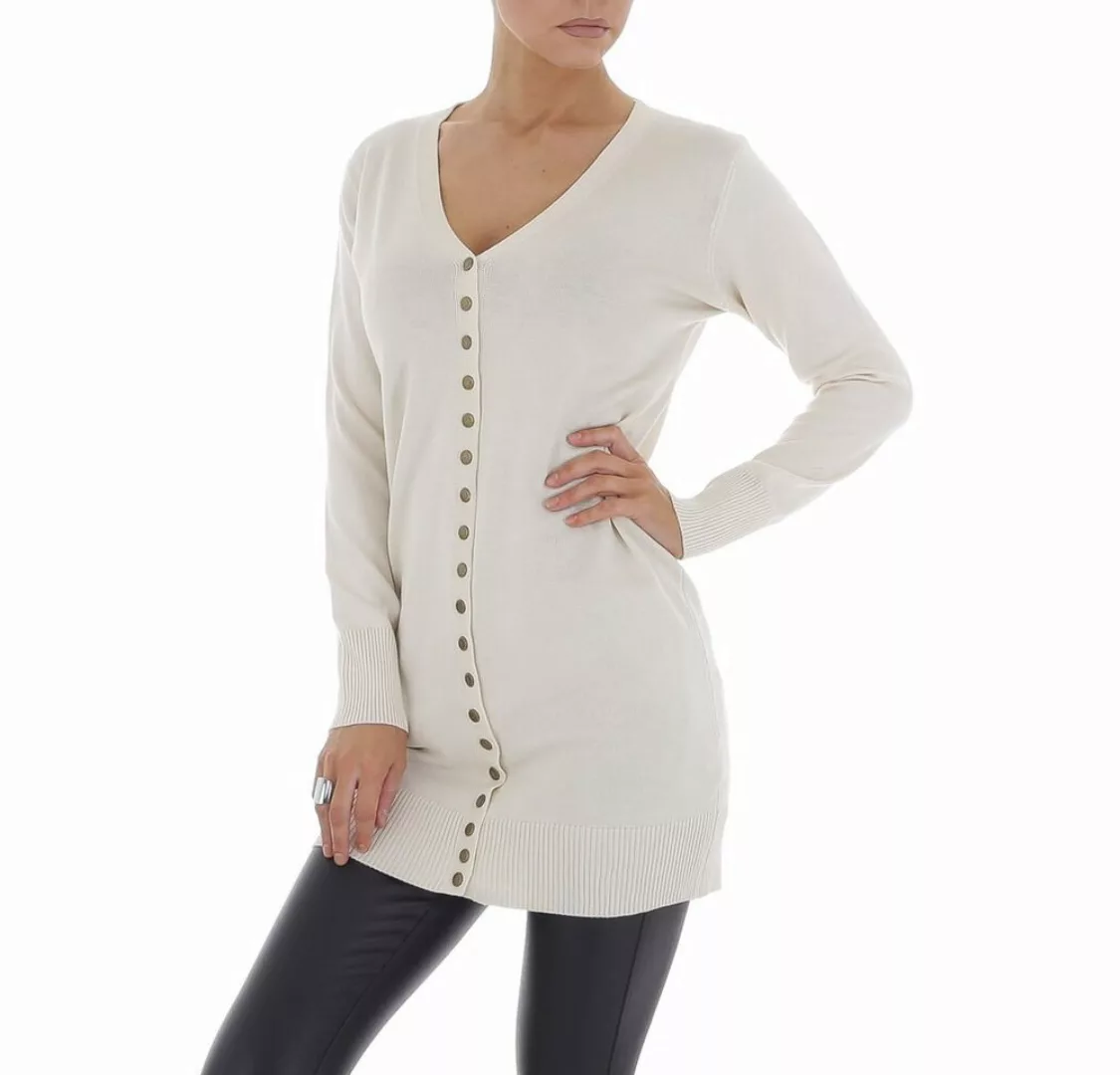 Ital-Design Strickjacke Damen Freizeit Stretch Longpullover in Beige günstig online kaufen