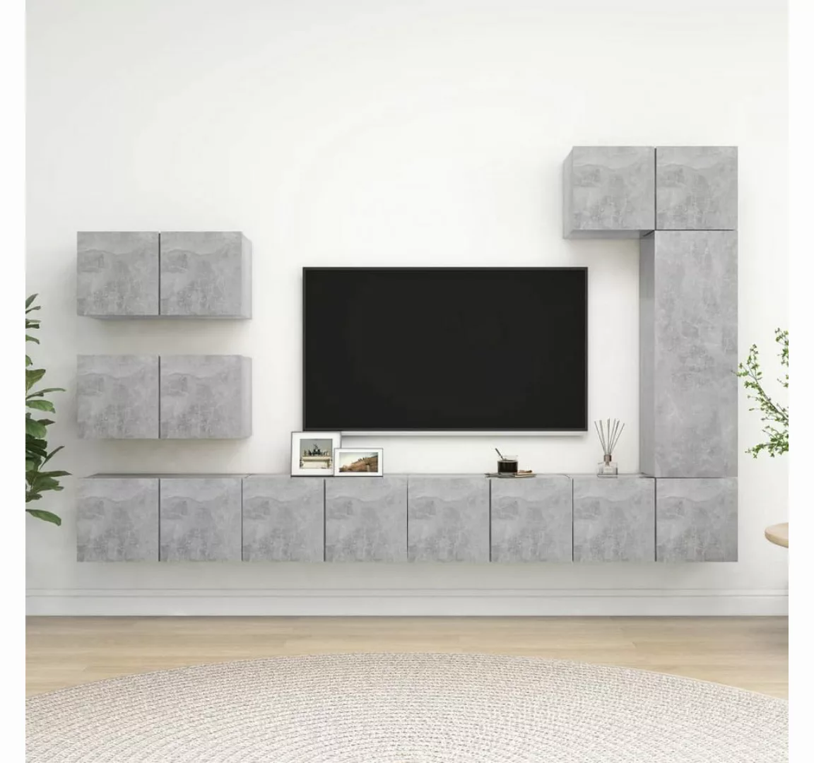 furnicato TV-Schrank 8-tlg. TV-Schrank-Set Betongrau Holzwerkstoff günstig online kaufen