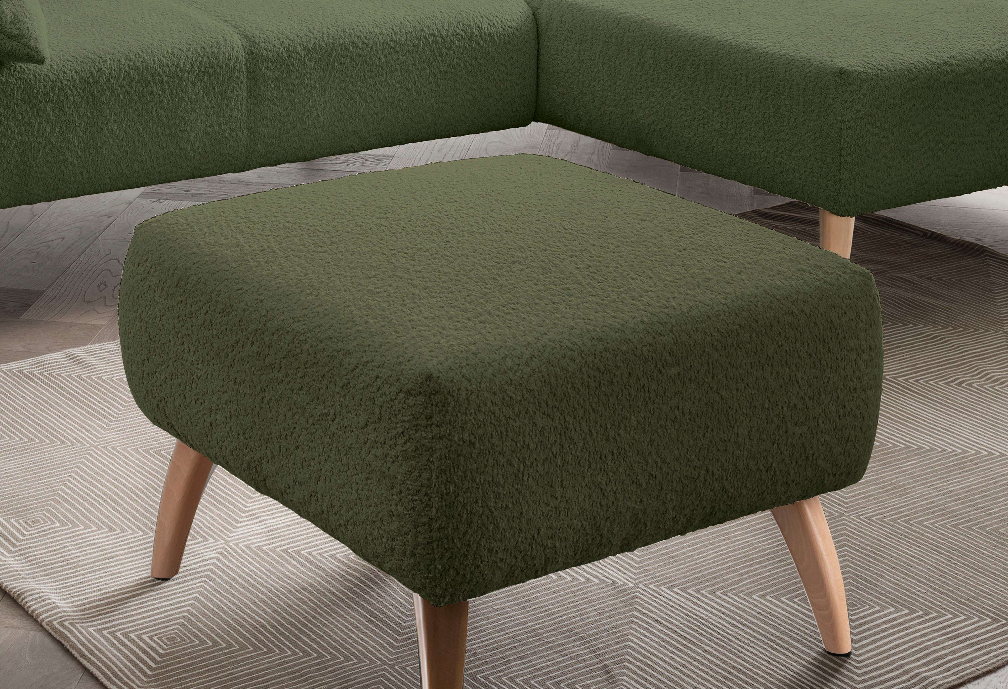INOSIGN Polsterhocker "Colori", Holzfußfarbe wählbar, verschiedene Stoffe, günstig online kaufen