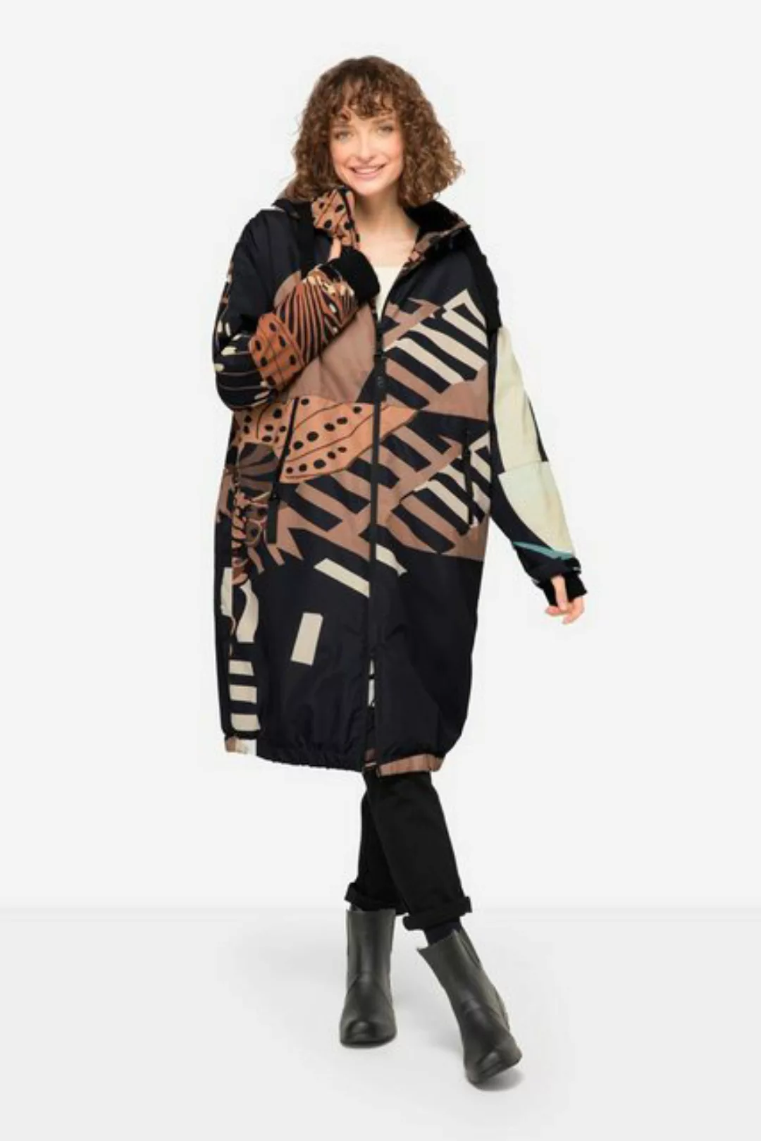 Laurasøn Wintermantel Funktions-Jacke oversized maritimer Allover-Print günstig online kaufen