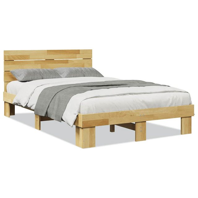 vidaXL Bett, Massivholzbett mit Kopfteil ohne Matratze 120x190 cm Eichenhol günstig online kaufen