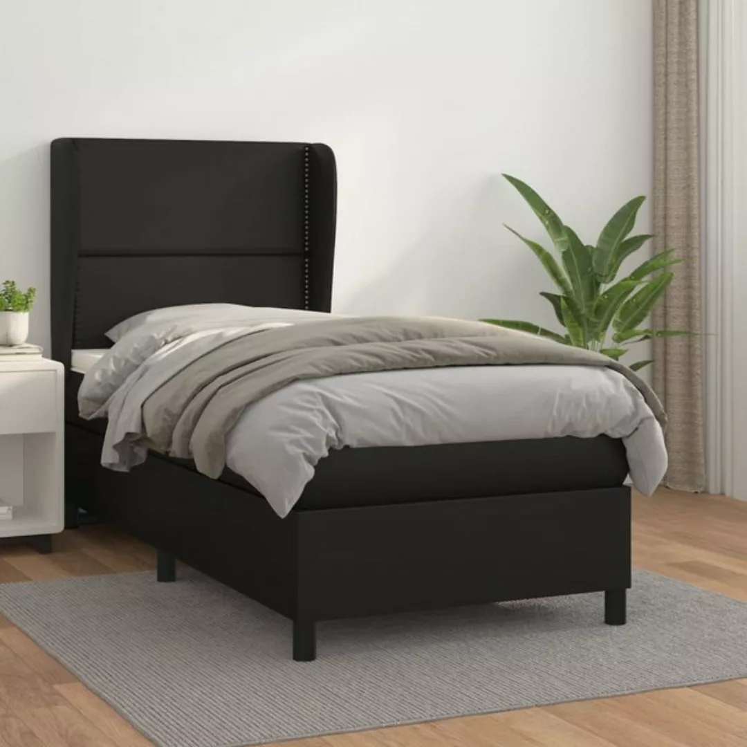 Vidaxl Boxspringbett Mit Matratze Schwarz 90x200 Cm Kunstleder günstig online kaufen