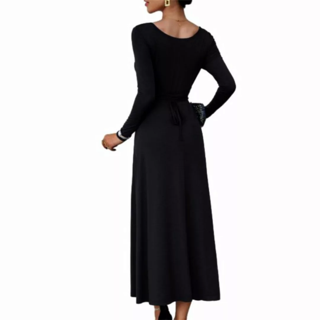 ZWY Maxikleid Taillenkleid, einfarbiges langes Kleid mit breitem Kragen günstig online kaufen