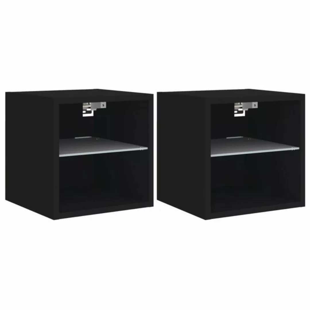 vidaXL Hängeschrank Wandschränke mit LED-Leuchten 2 Stk Schwarz 30x28,5x30 günstig online kaufen