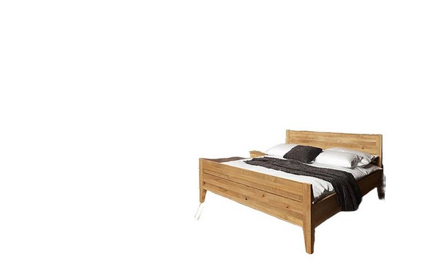 Natur24 Bett Bett Sydo 8 Kernbuche 200x200cm mit Holzkopfteil und hohem Fuß günstig online kaufen