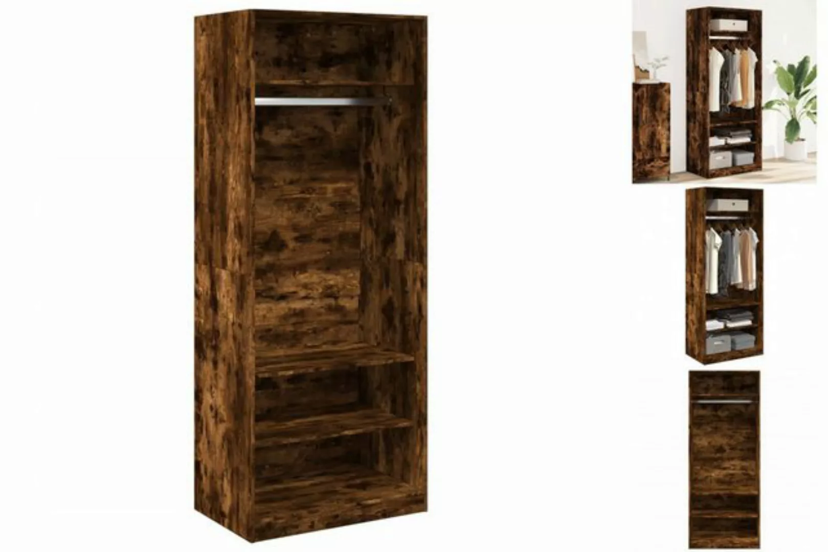 vidaXL Kleiderschrank Kleiderschrank Räuchereiche 80x50x200 cm Holzwerkstof günstig online kaufen