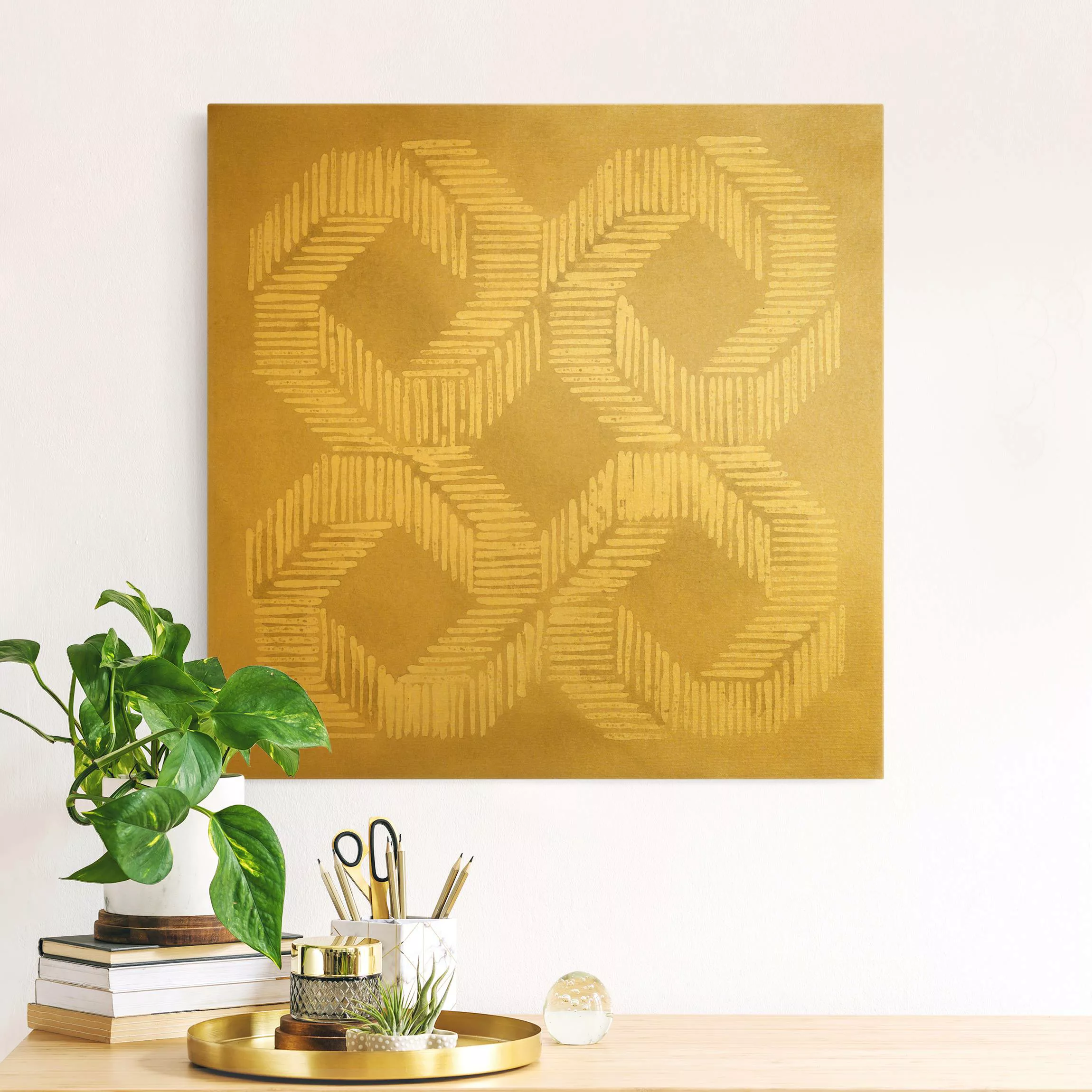 Leinwandbild Gold Sandfarbene moderne Geometrie II günstig online kaufen