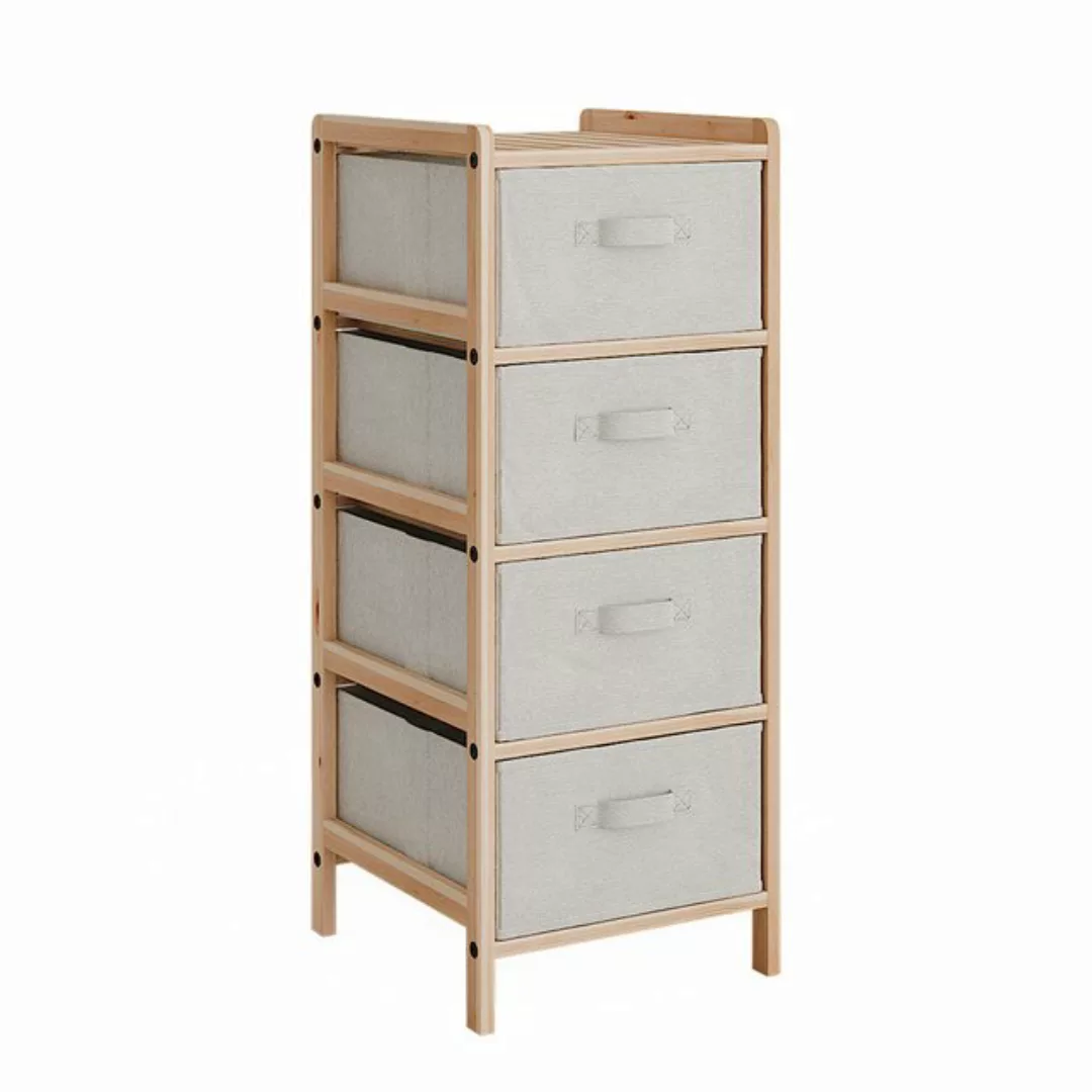 Vicco Midischrank Bruno, Beige/Holz, 34.5 x 86 cm mit 4 Stoffschubladen günstig online kaufen