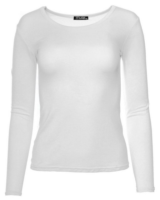 Muse Rundhalsshirt Basic Rundhals Langarmshirt Skinny Fit 1093 günstig online kaufen